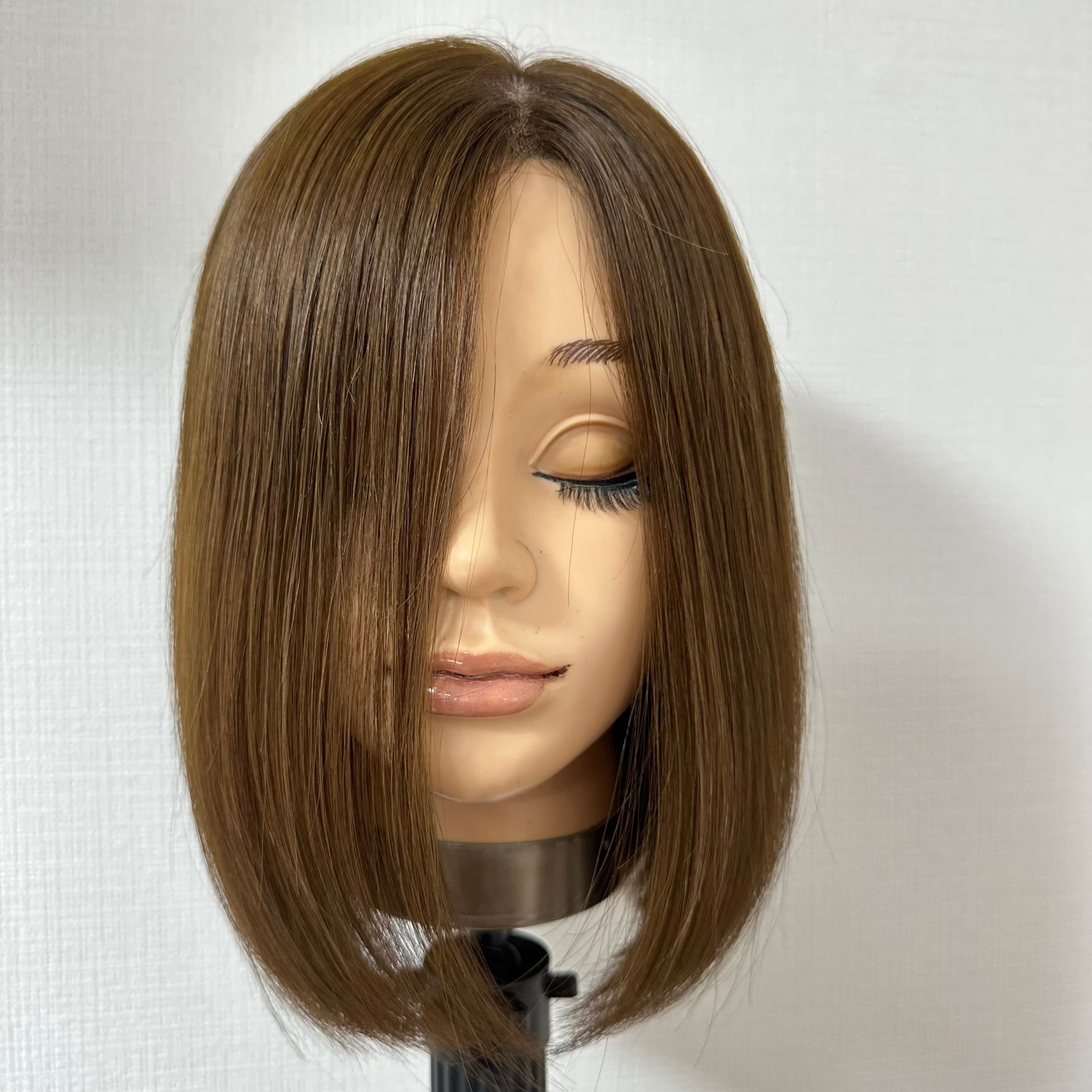 3Dウィッグ 未カット 30cm ほうじ茶系 百合子ウィッグレミー人毛100