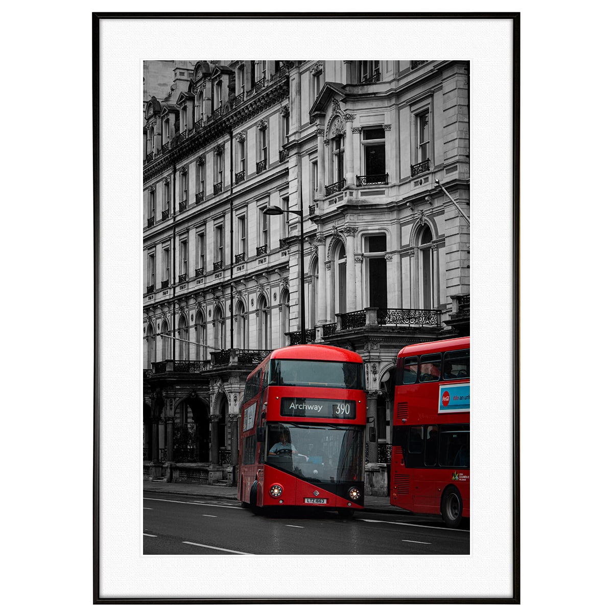 イギリス写真 ロンドンを走る2階建てバス インテリア モノクロアート