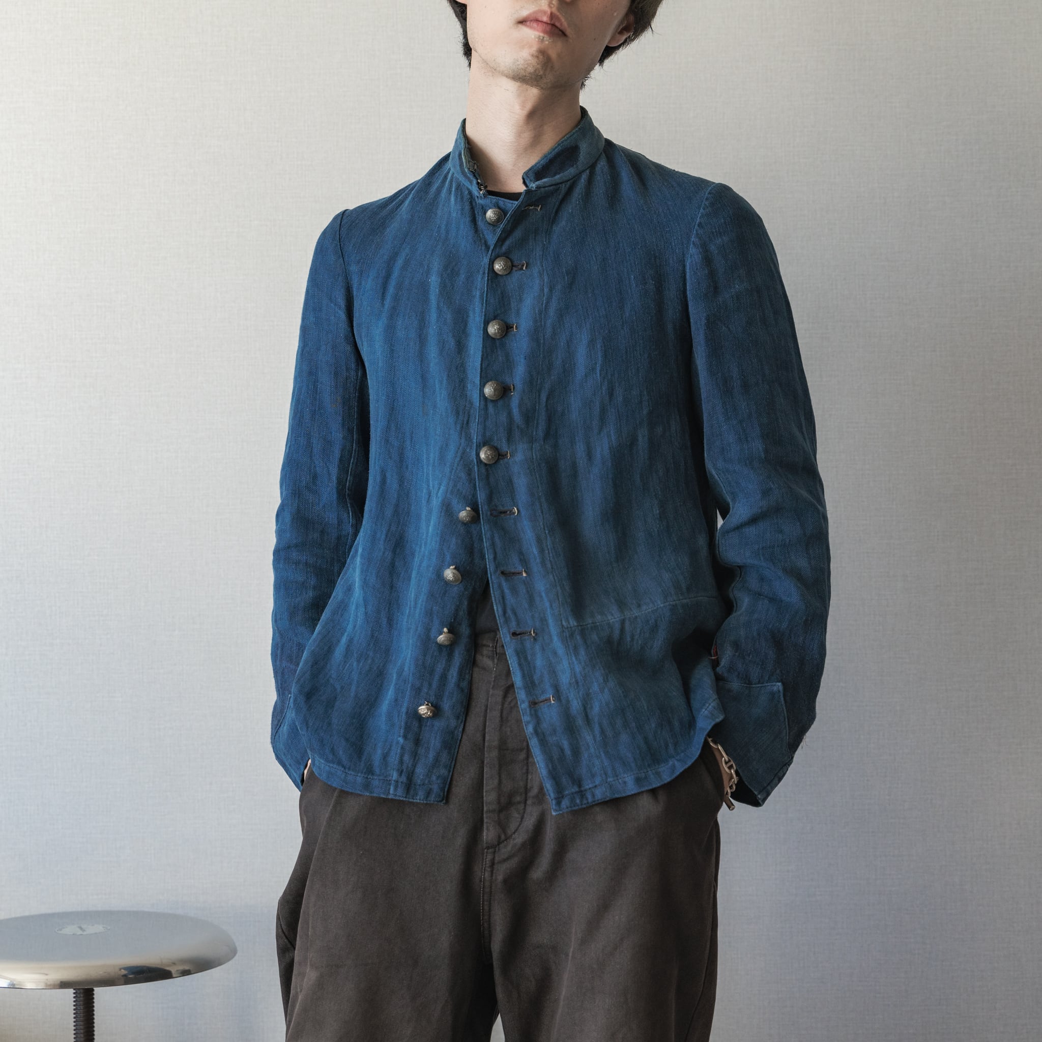 French Indigo Linen Fireman Jacket | idéee