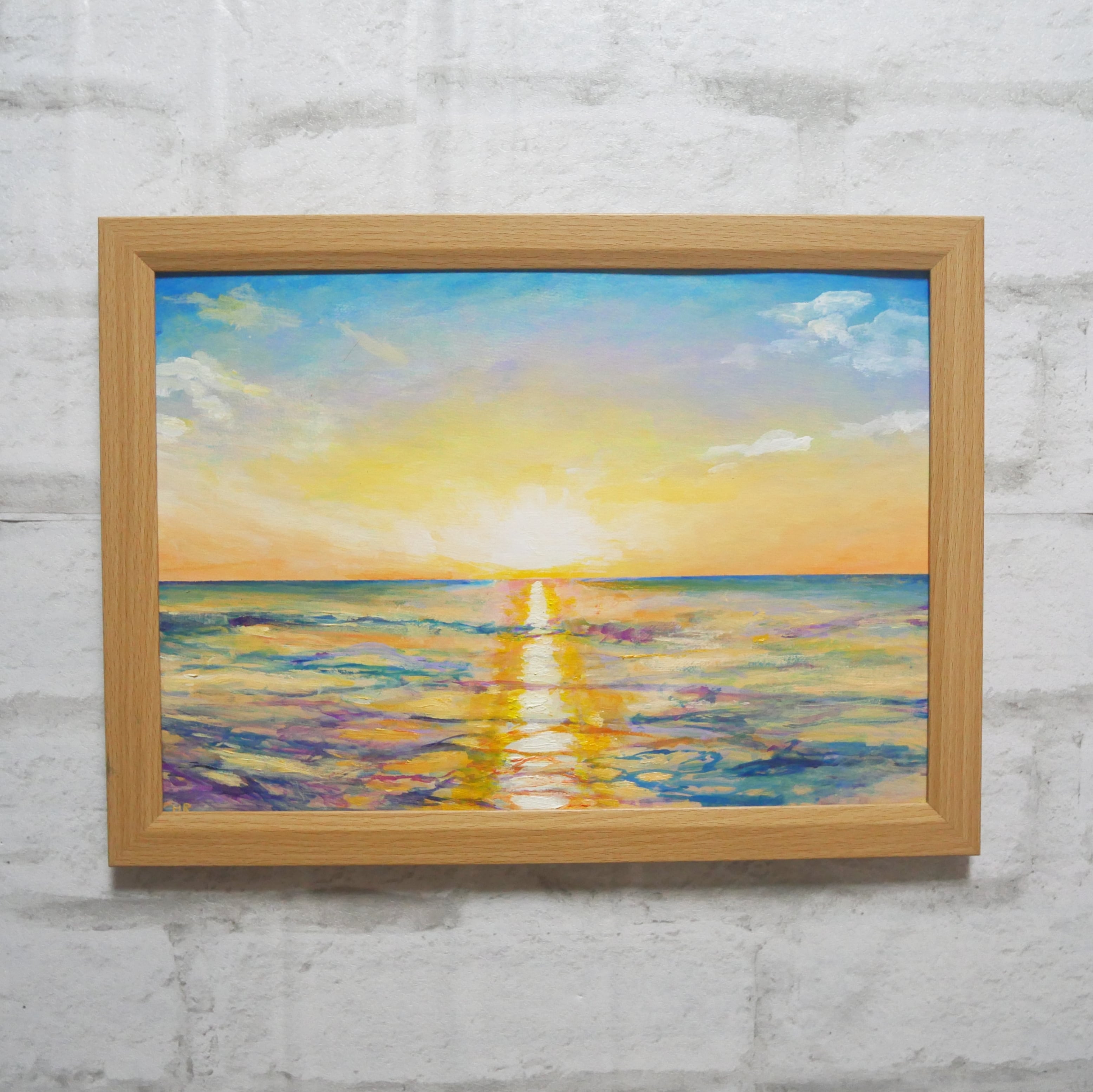 油絵 油彩 油彩画 絵 絵画【朝日に輝く海】 | HIROSHI1990