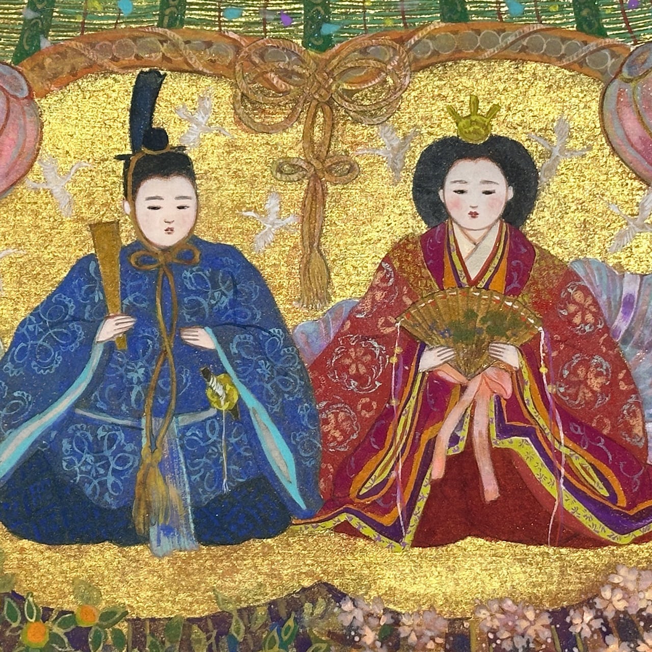 日本画のおひなさまSM号 | 「シナモン」小さなハープと絵画の販売