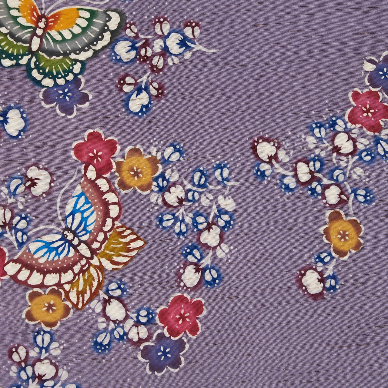 本場琉球紅型 蝶々と花の模様 名古屋帯【未着用品】 | かわの屋