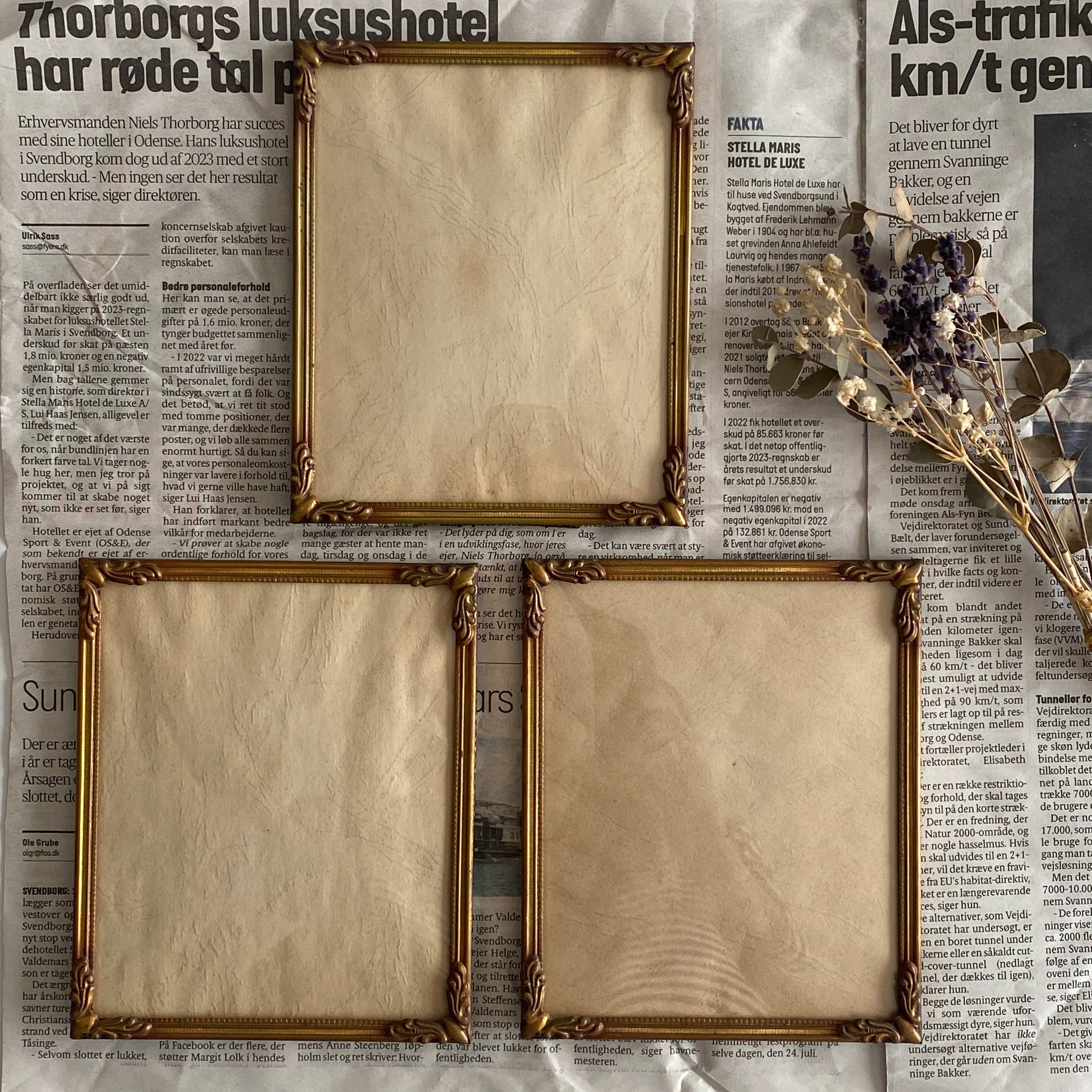 ヴィンテージ真鍮フォトフレーム/デンマーク/ 14.5㎝×12㎝/ ダメージ