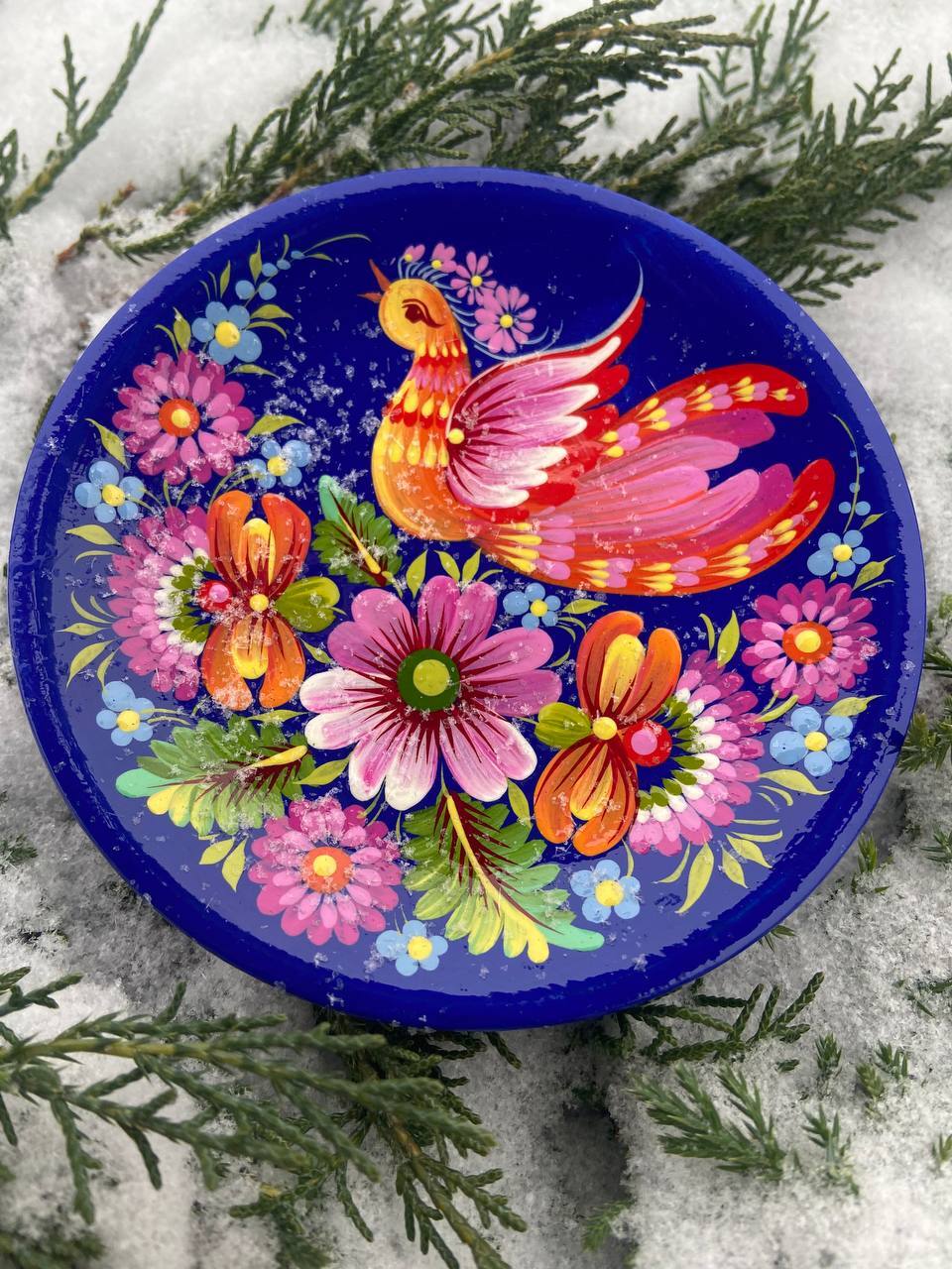 ペトリキウカ塗りのプレート （ヴァレンティナ・ホロべッツ）20cm