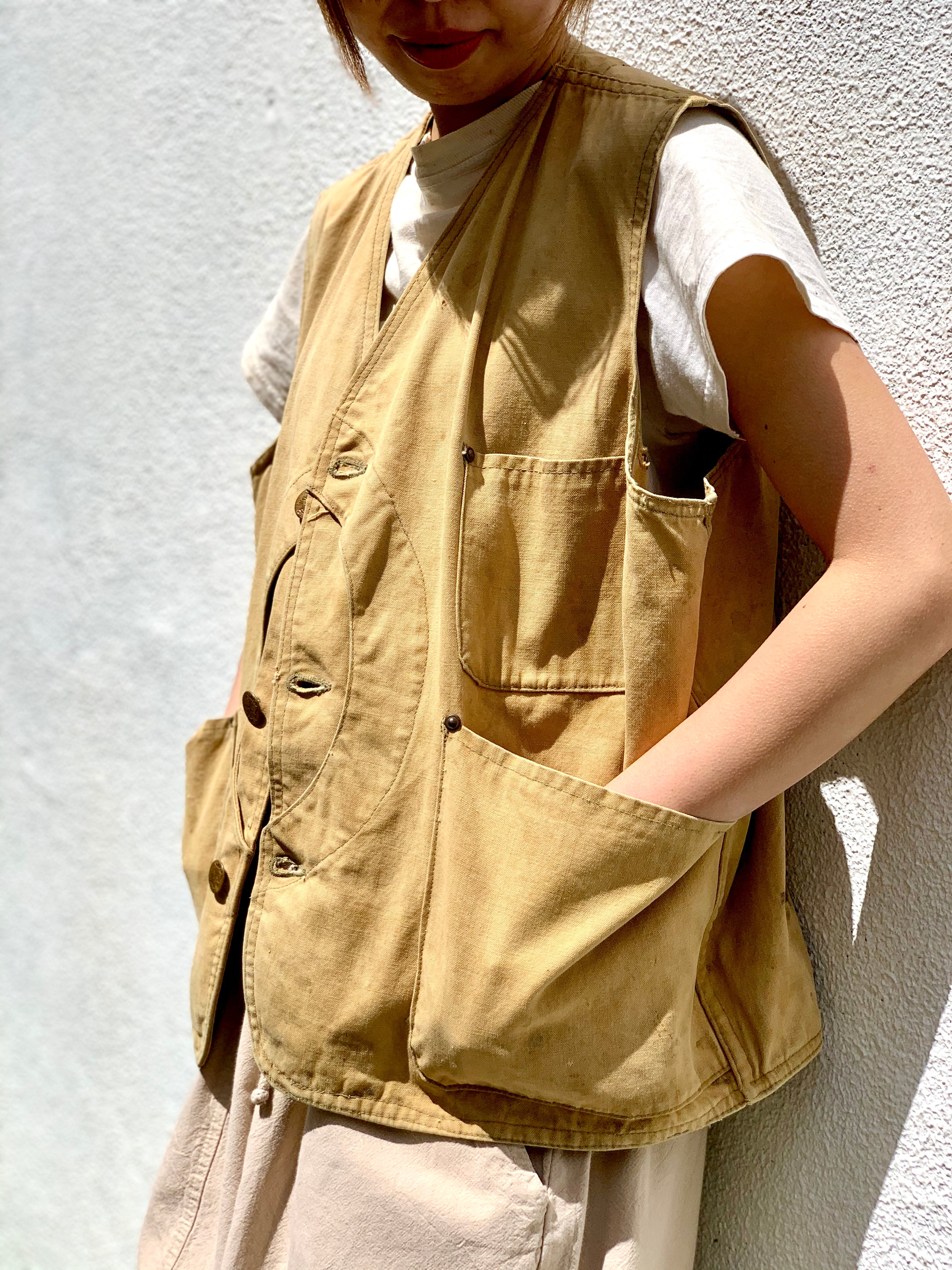 30−40's vintage hunting vest “half moon” JUNK | KEY WEB STORE