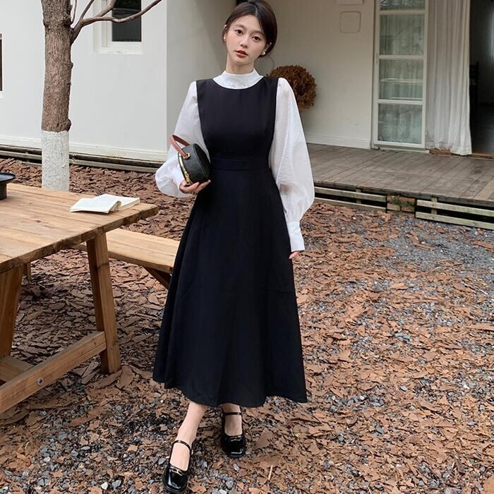 大きいサイズ 体型カバー レイヤード セットアップ レディース