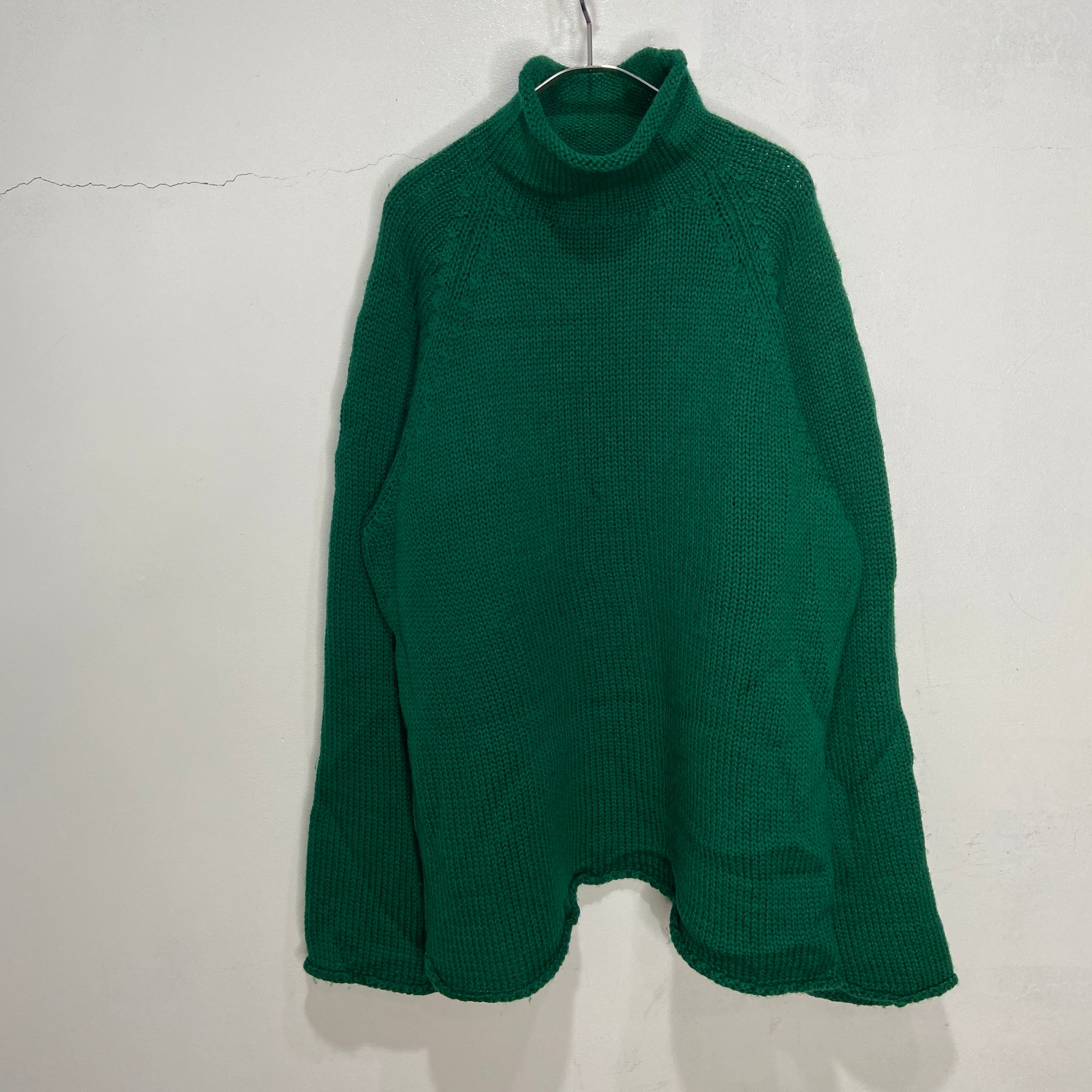 90s J.CREW ロールネックウールセーター 巨人タグ ニット 緑 L | 古着