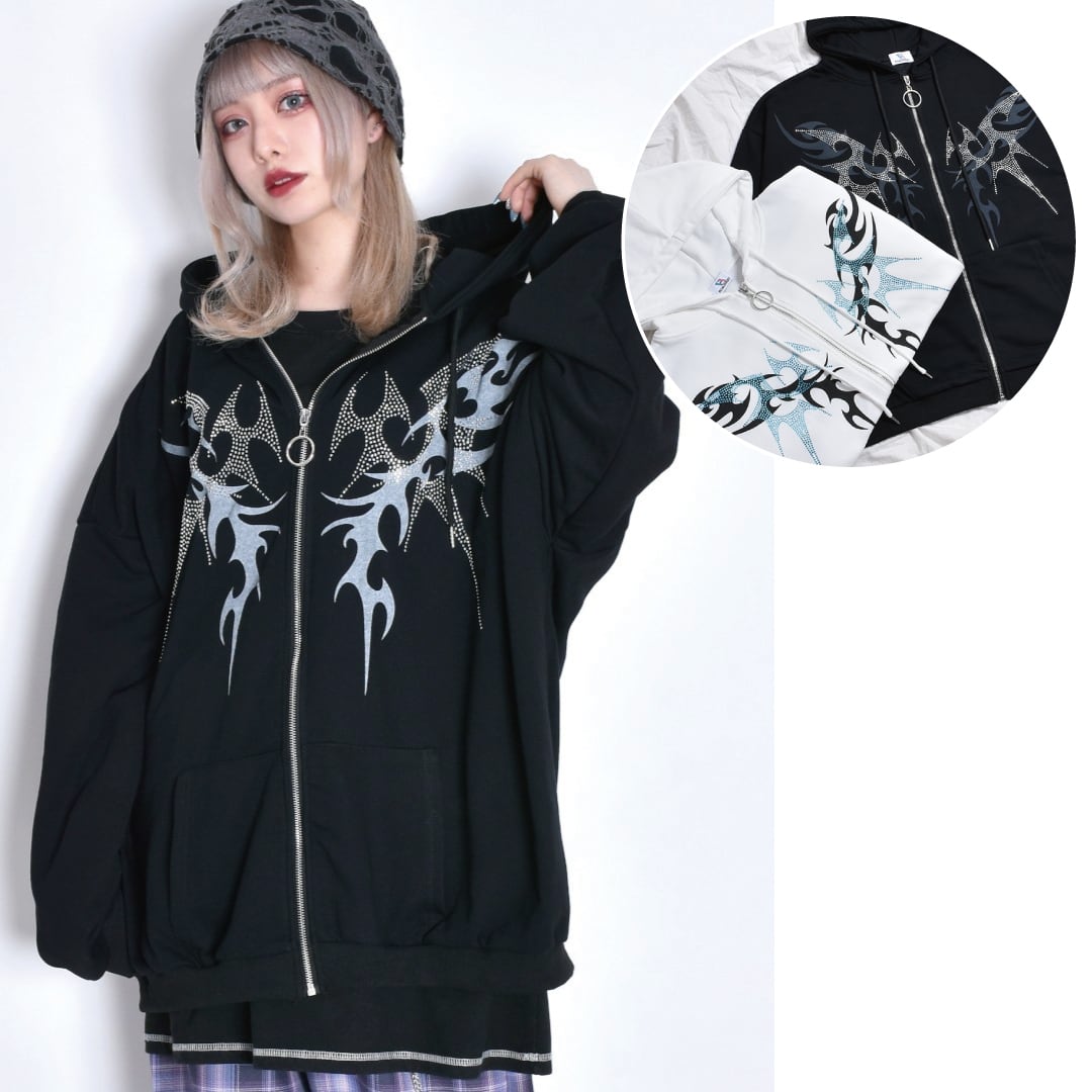 ラインストーン トライバルZIPパーカー | VOLCAN&APHRODITE