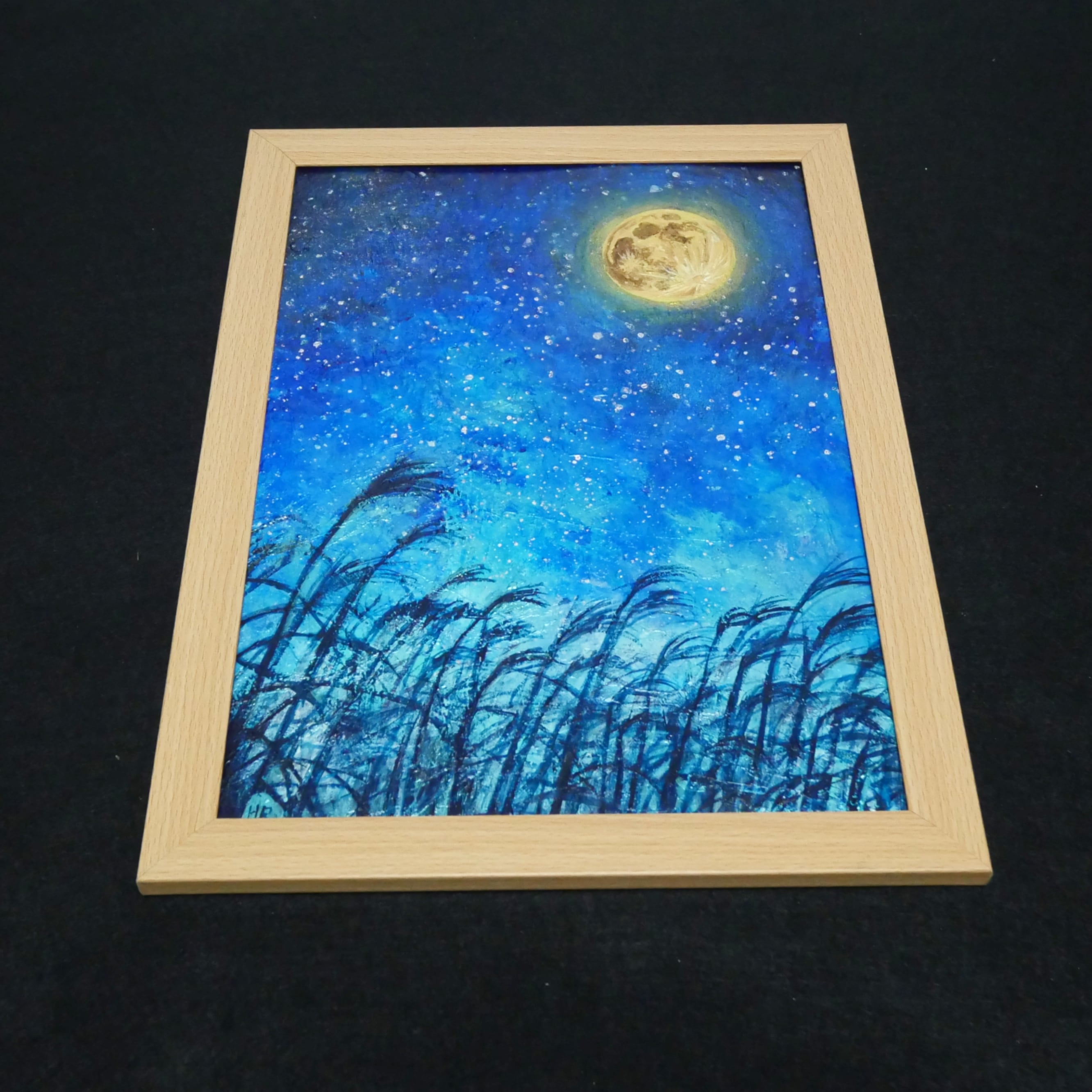 油絵 油彩 油彩画 絵 絵画【お月見のススキ】 | HIROSHI1990