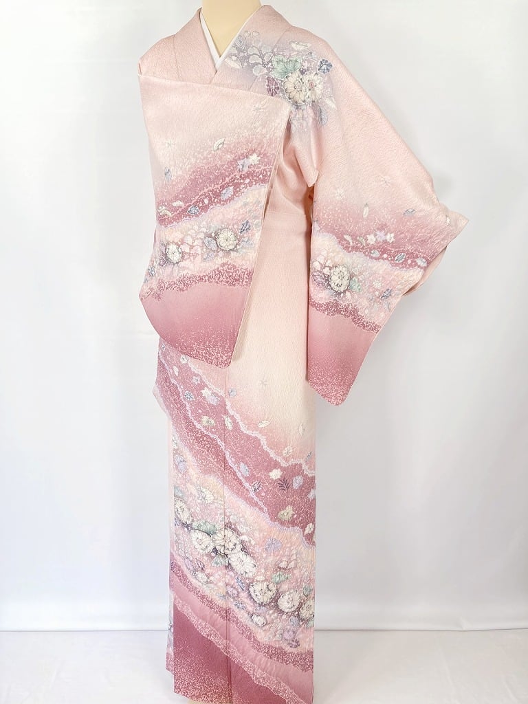 翠山工房 辻が花 総絞り 訪問着 正絹 聴色 ピンク 紫 947 | kimono Re