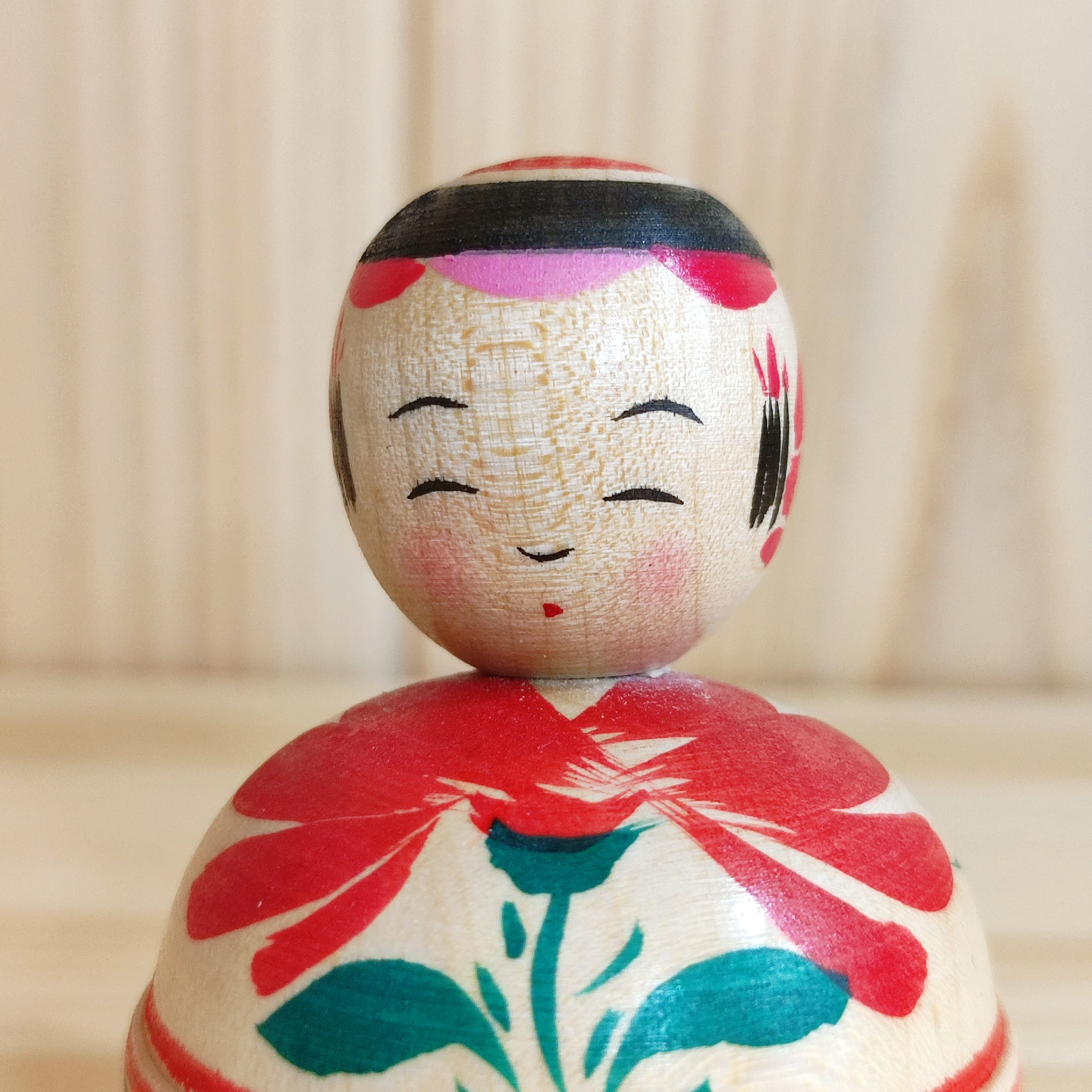 伝統こけし ⭕️超レアダルマと黄色菊花唐草模様 木地山 現代の名工