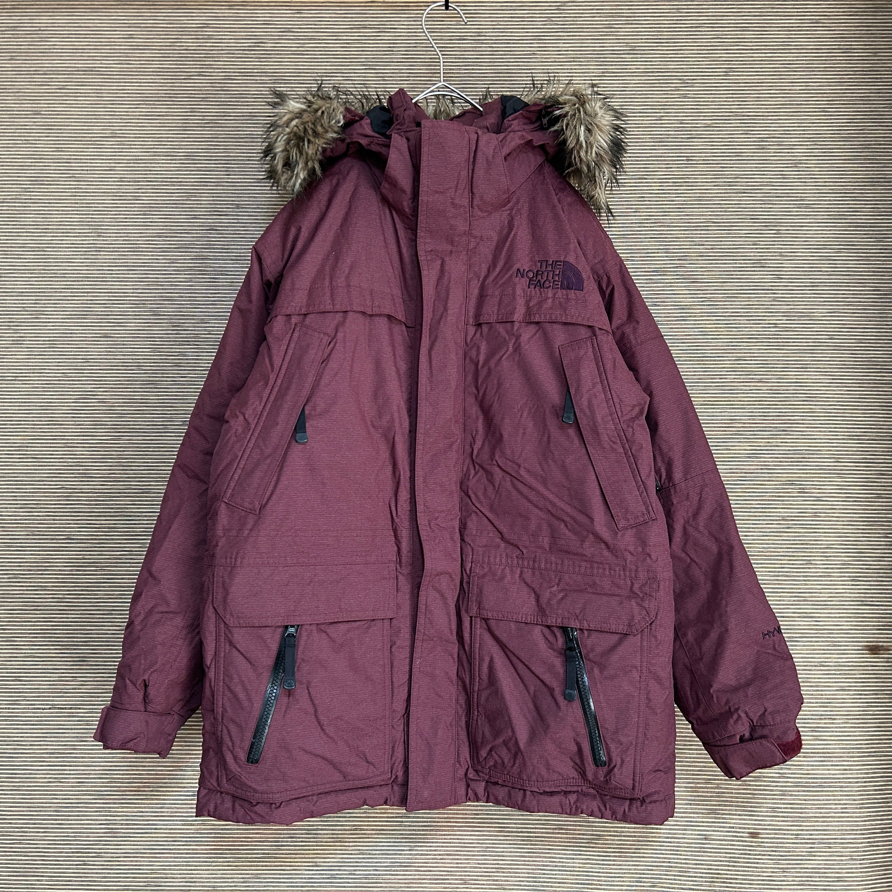 ノースフェイス ダウンジャケット モッズコートあずき色フェイクファー