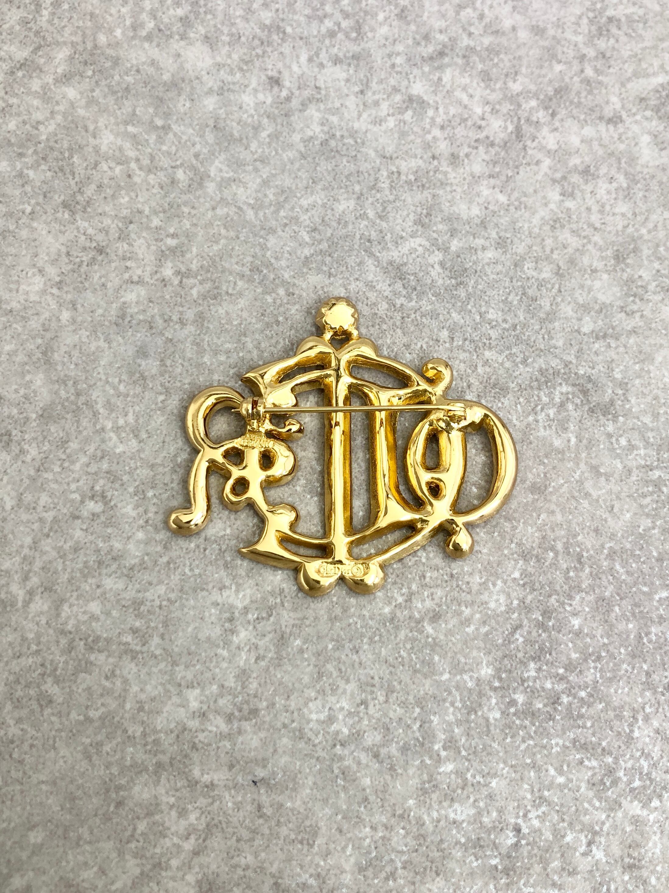 Christian Dior クリスチャン ディオール ブローチ ゴールド ライン