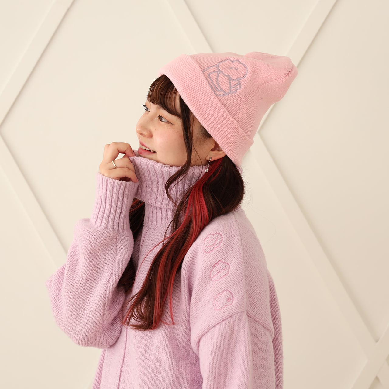 眠りウサのニット帽 / ブラック (MK-417) | もくもくちゃん公式