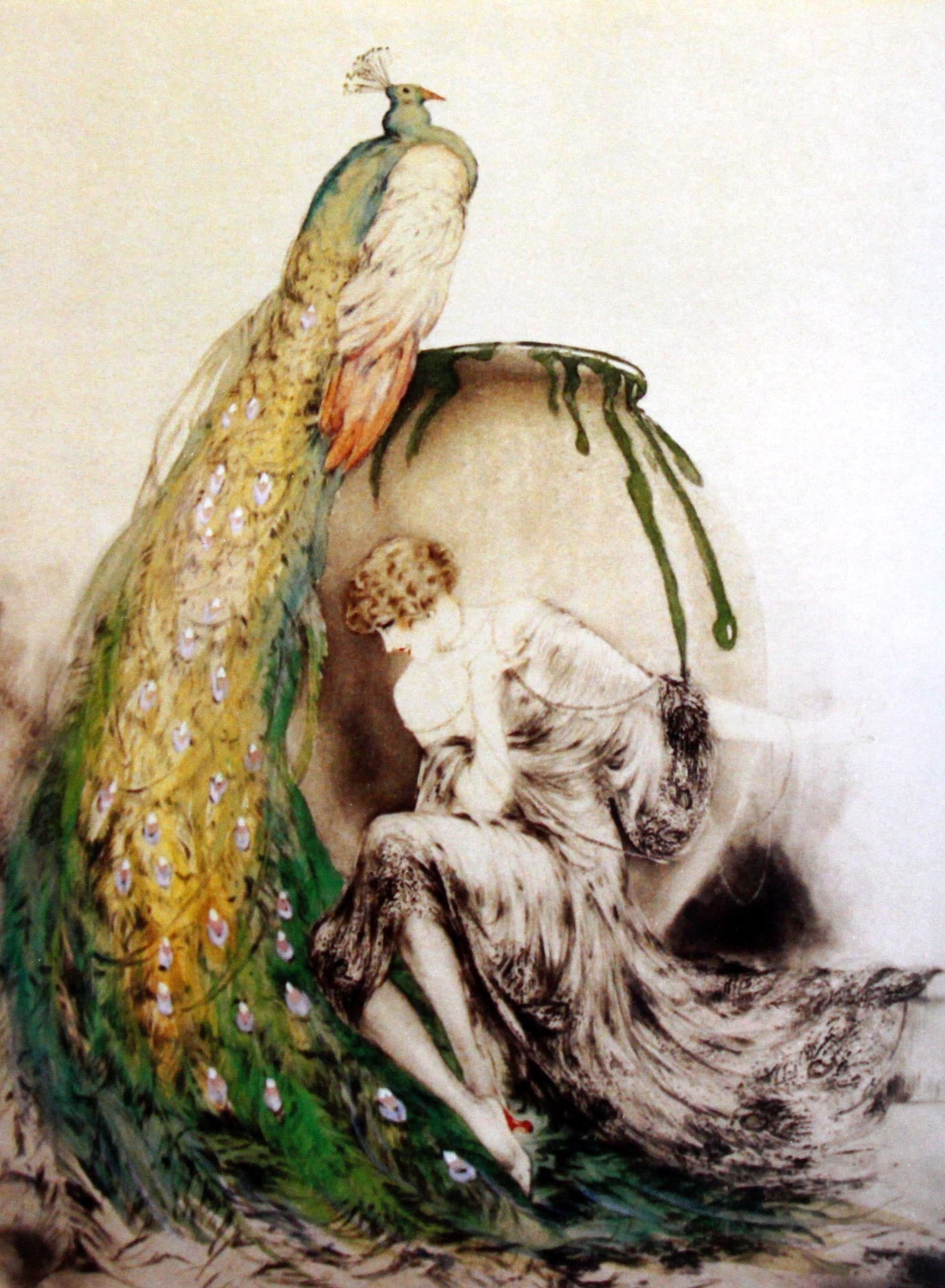 ルイ イカール「孔雀」額縁4色選択可能 作品証明書 展示用フック 限定