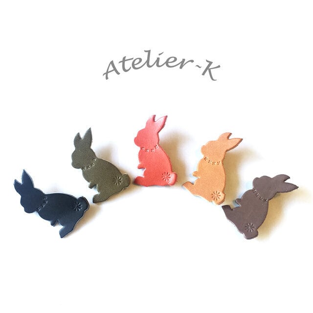 本革うさぎブローチピン（5色展開） | Atelier k（アトリエK）