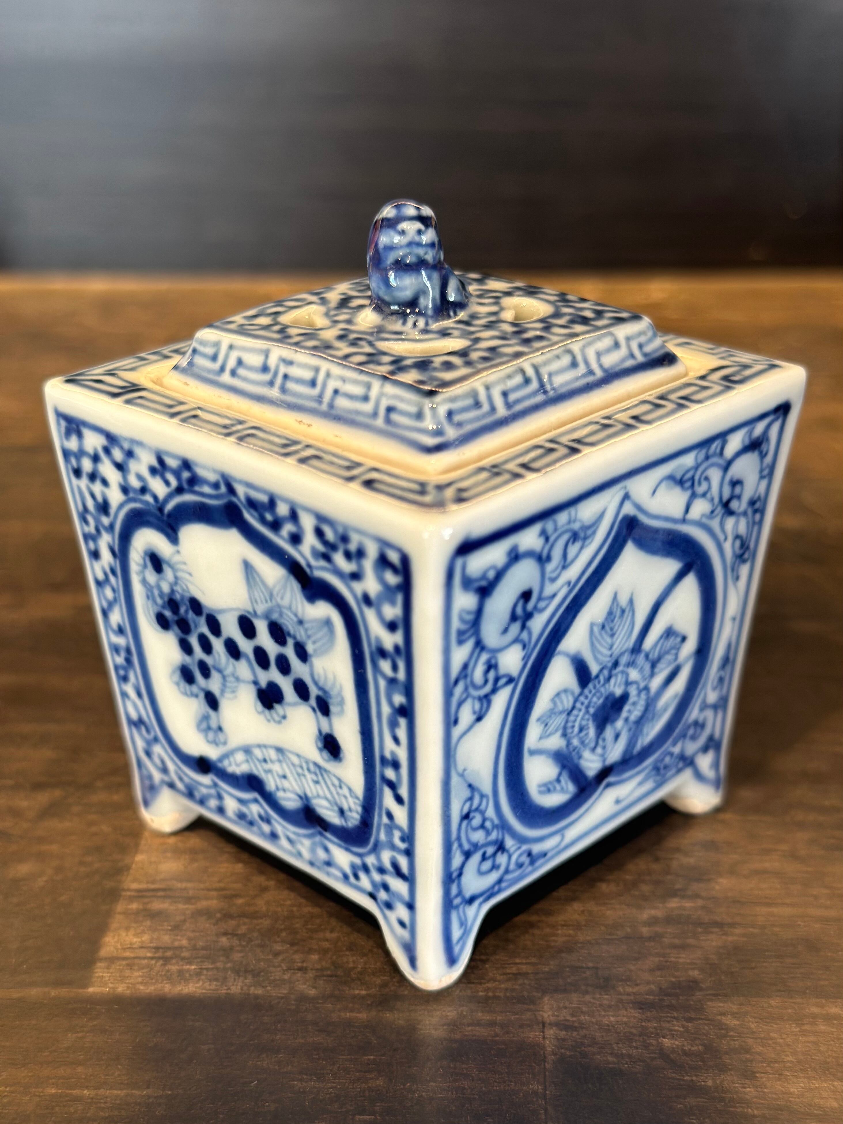 吉田屋窯 青九谷 青手 香炉 古九谷 アンティーク九谷焼 前田家 角福 1