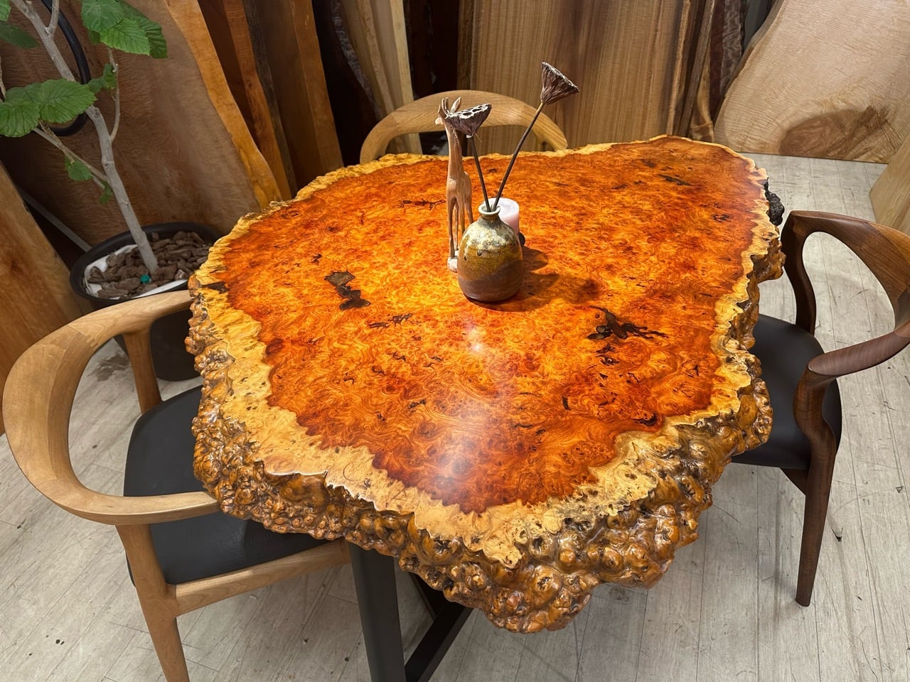 花梨・一枚板・座卓・ジャンク品 希少材花梨（カリン）一枚板 座