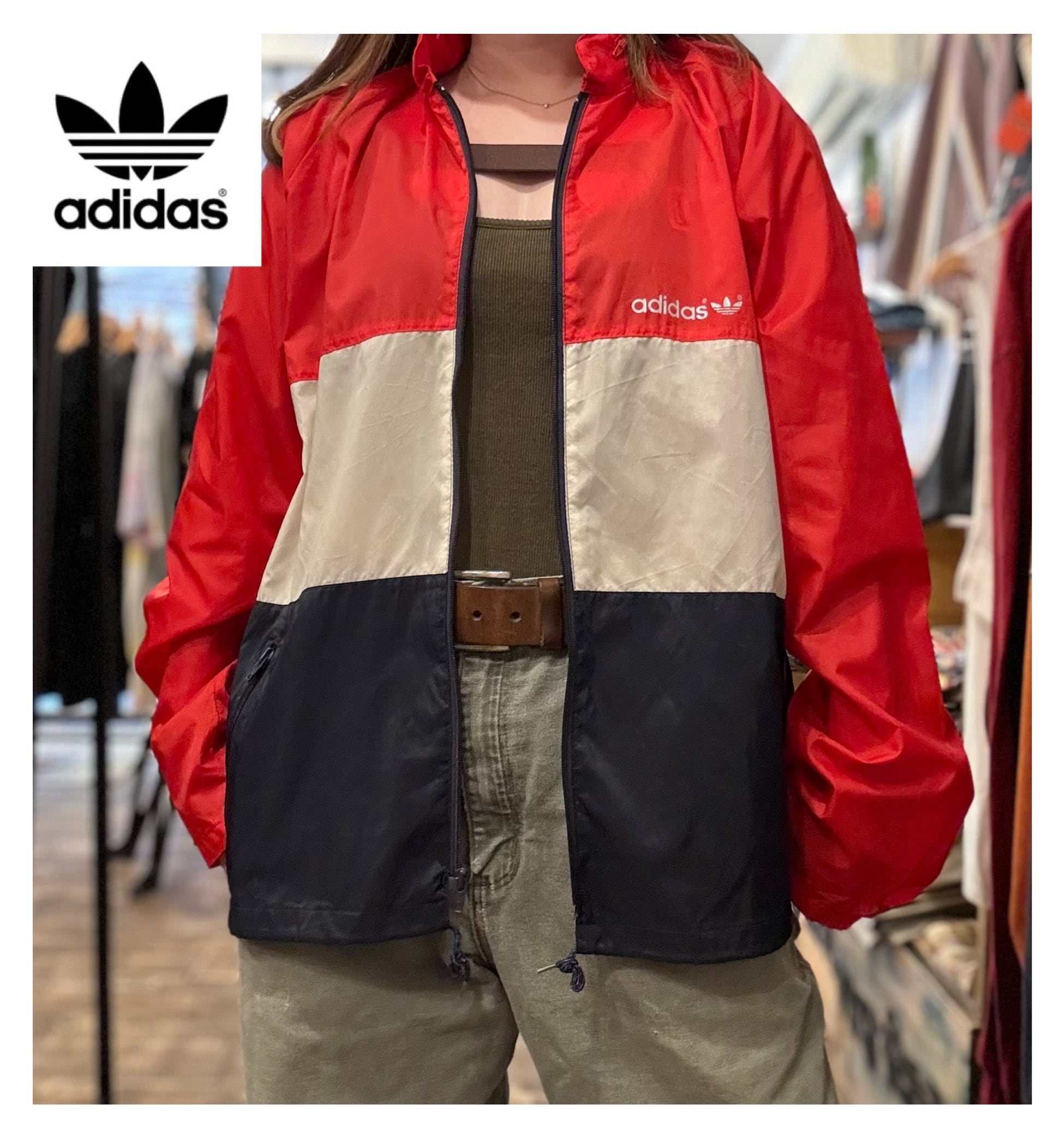 80s adidas nylon jacket / フード収納付き アディダス ナイロン