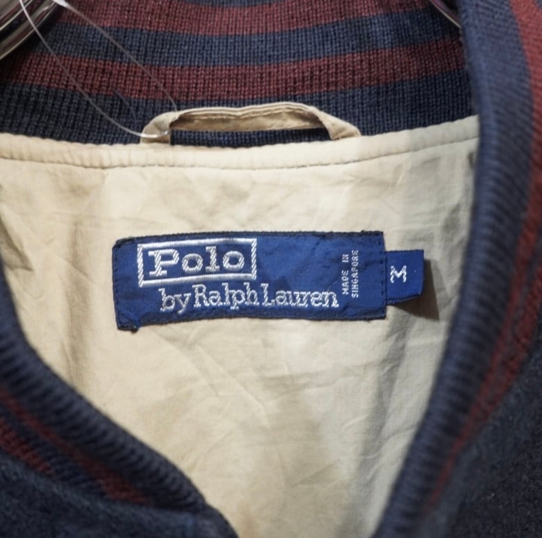 90s ralphlauren スクリブル ウール スタジャン M/ラルフローレン