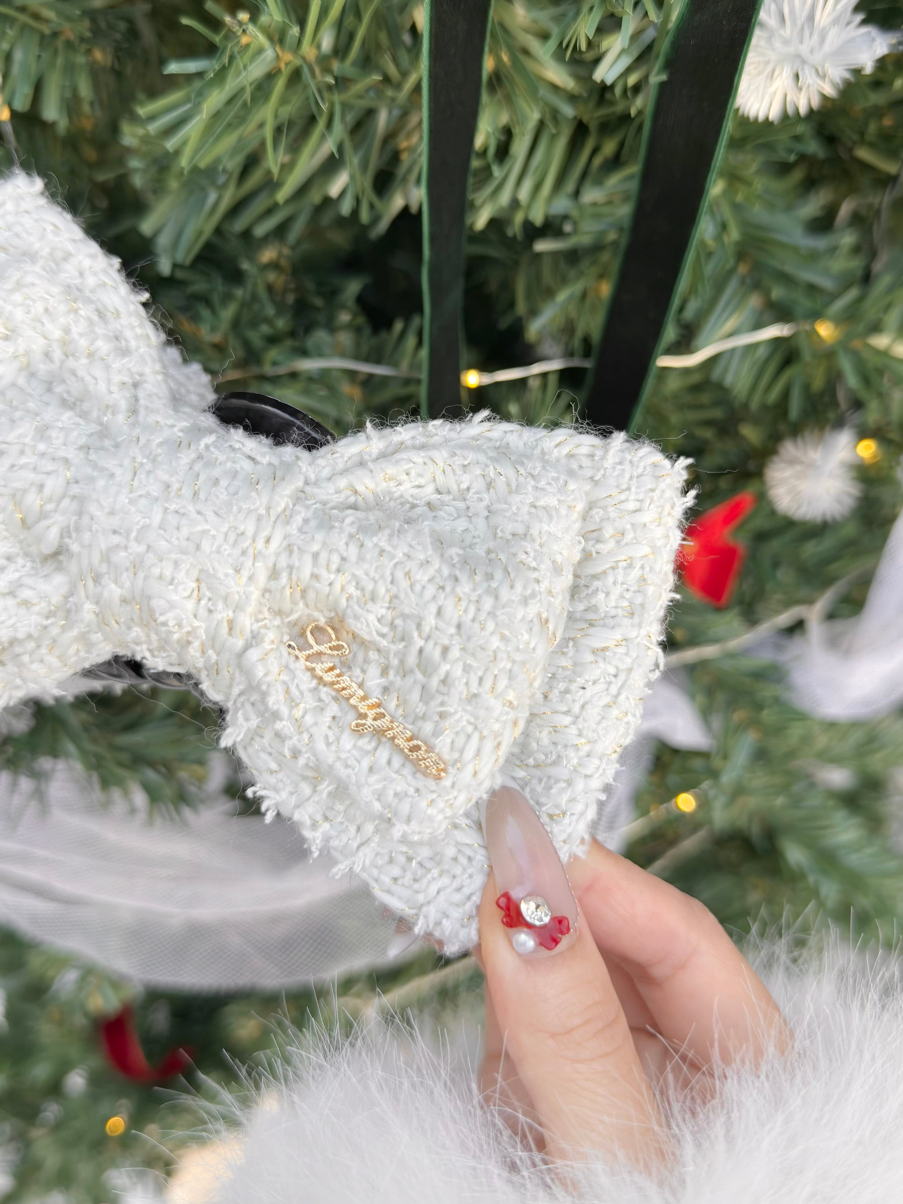 Lumignon original ♥ holiday tweed ribbon hair clip【レッド