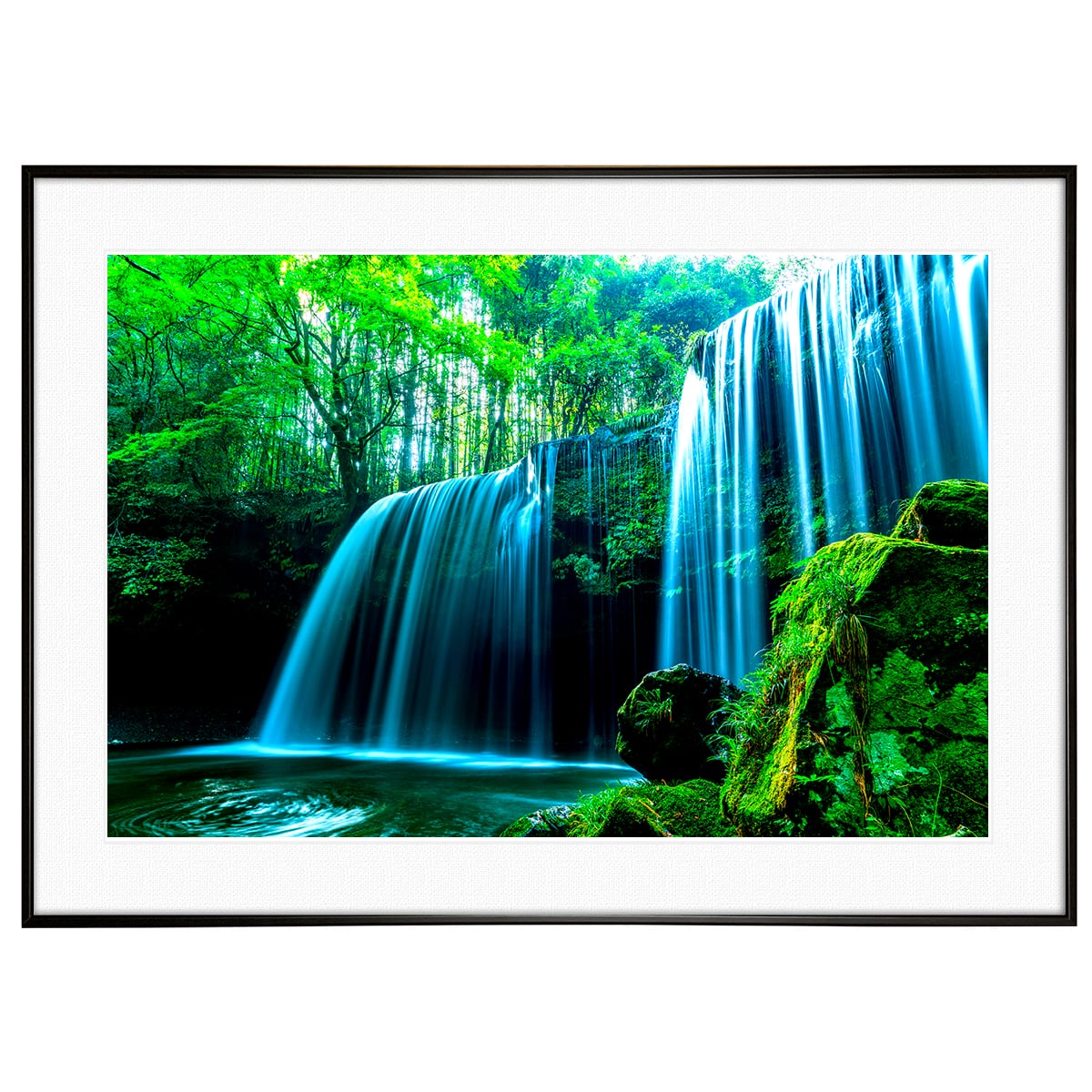 最終値下げ F6号作品【癒しの水簾 熊本 鍋ヶ滝 】 額装した素晴らしい