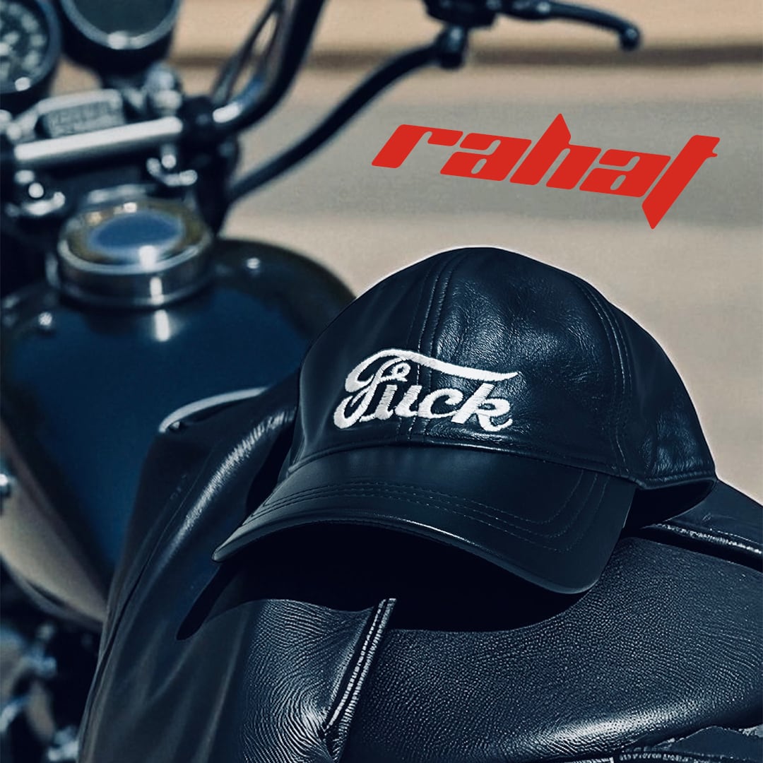 FUCK ブラックレザー刺繍キャップ 