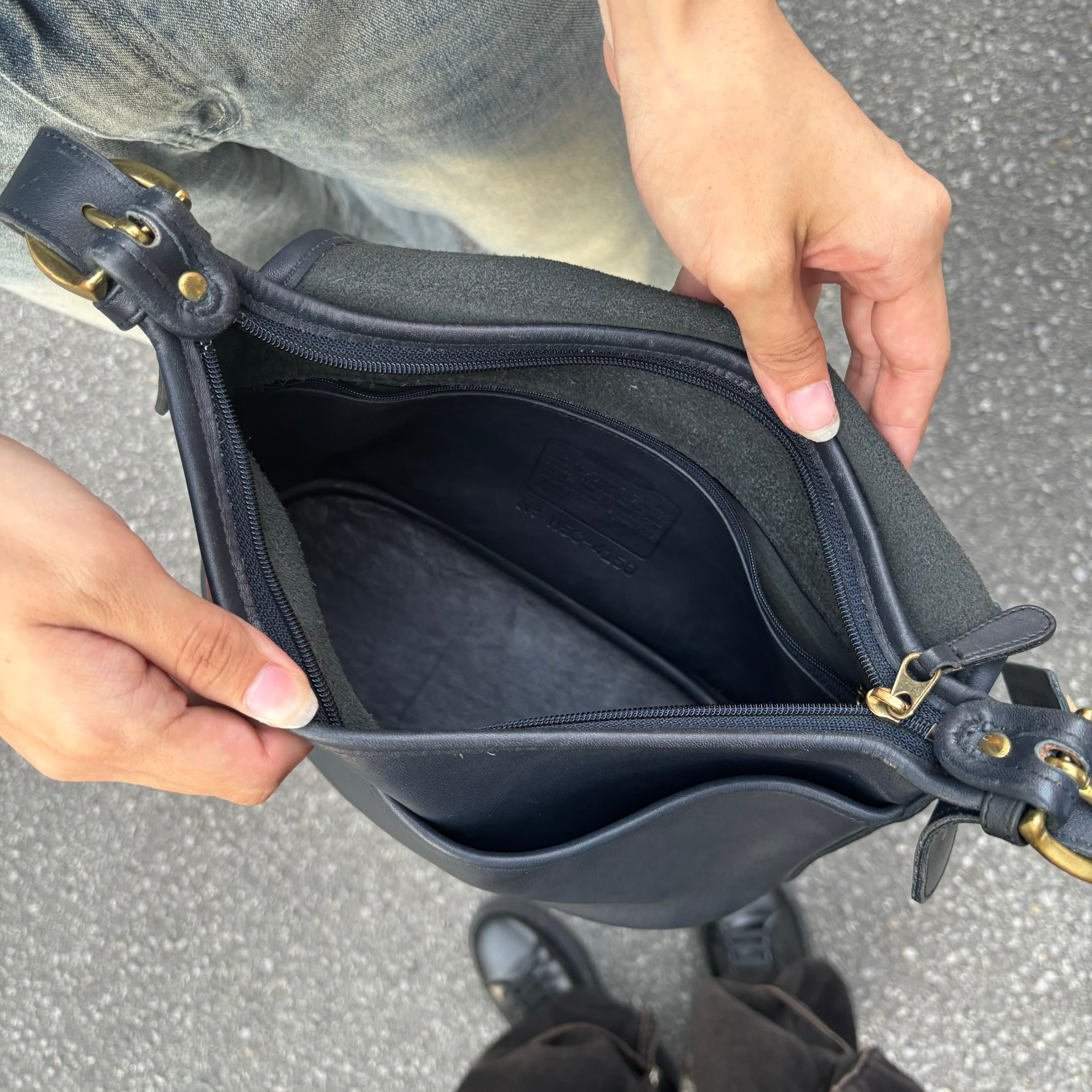 90s オールドコーチ フラップ ショルダーバッグ ネイビー USA製