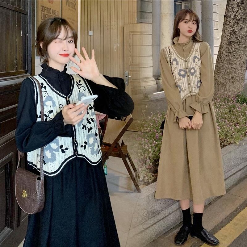 Familiar チェック柄 マタニティドレス 2点セット 古着レトロ