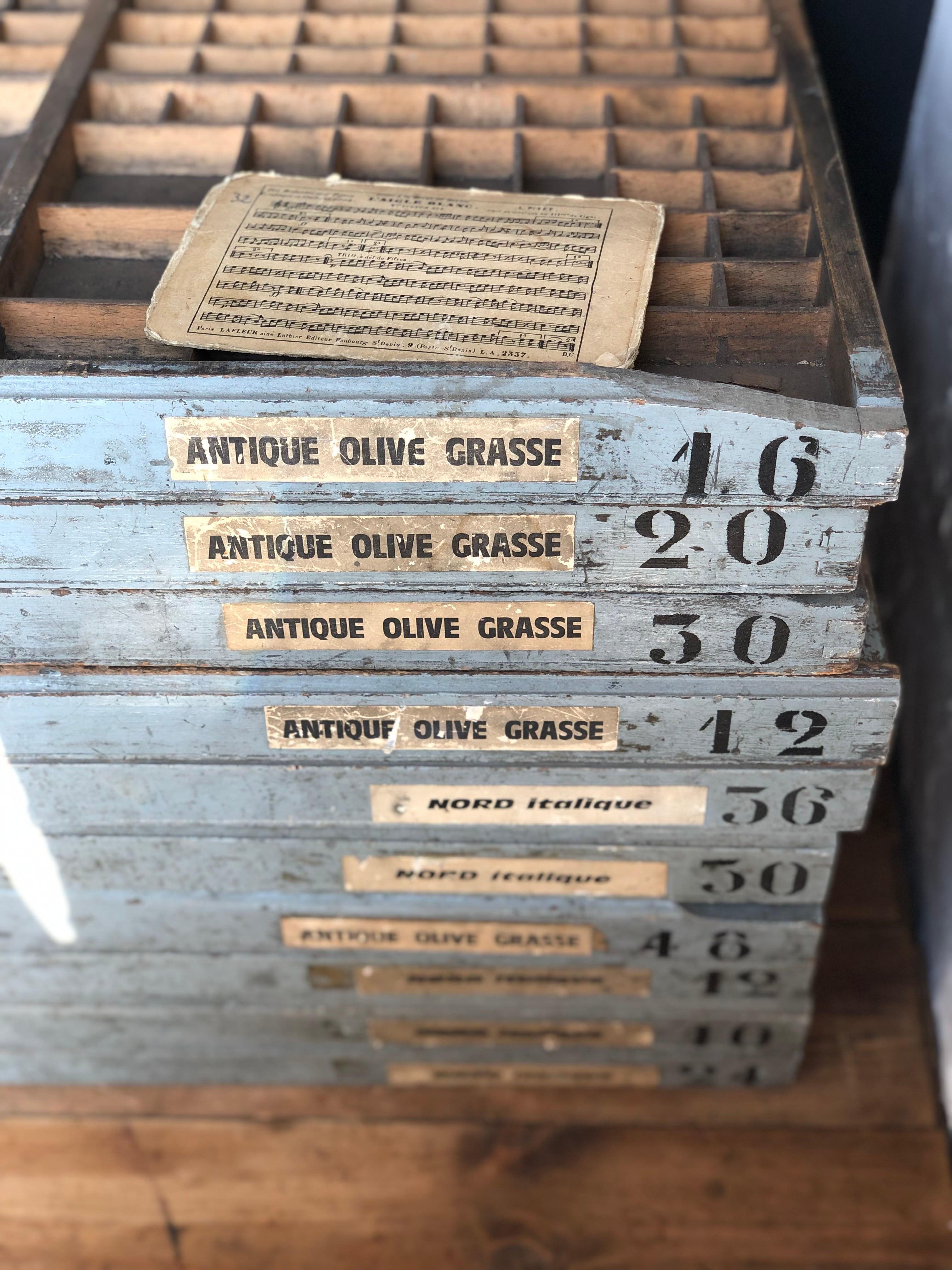 フランスアンティーク プリンタートレイ skyblue | Brocante de La