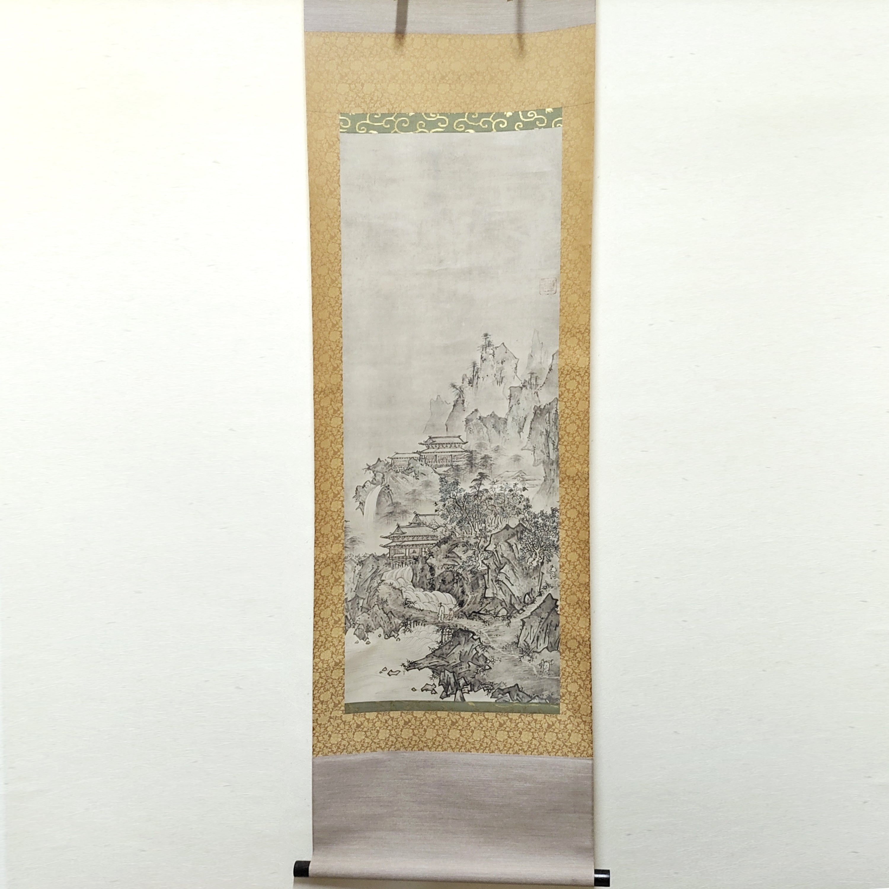 掛軸・雪村周継・『夏冬山水図』・複製・双幅・二本組・No.230414-21