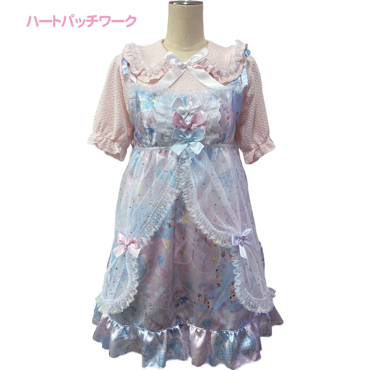 カーテンチュール肩りぼんワンピース＜サテンオリジナルプリント＞追加