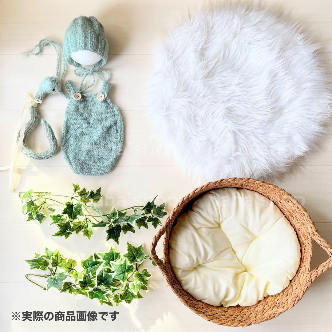 手編み風かごセット【緑へび】♪ニューボーンフォト撮影衣装 小道具