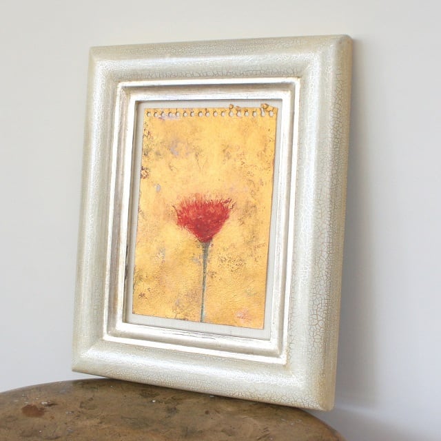 花」 紙にアクリル * ドローイング 現代美術 アート作品 額縁 内野隆文