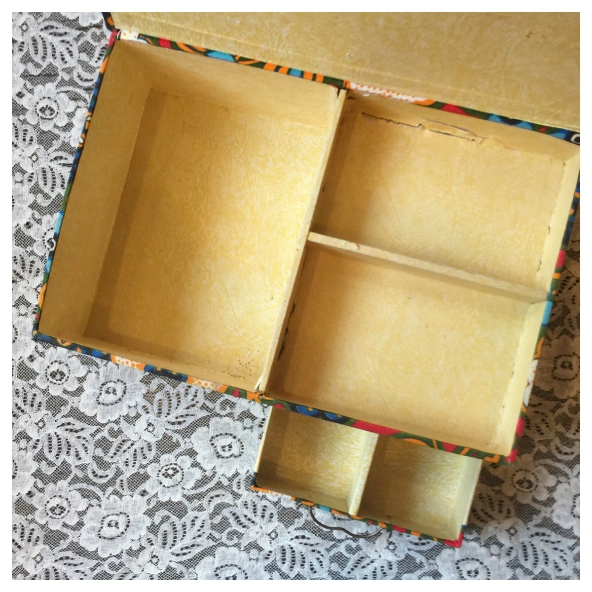 フランス買付 ヴィンテージ カルトナージュ ファブリックボックス