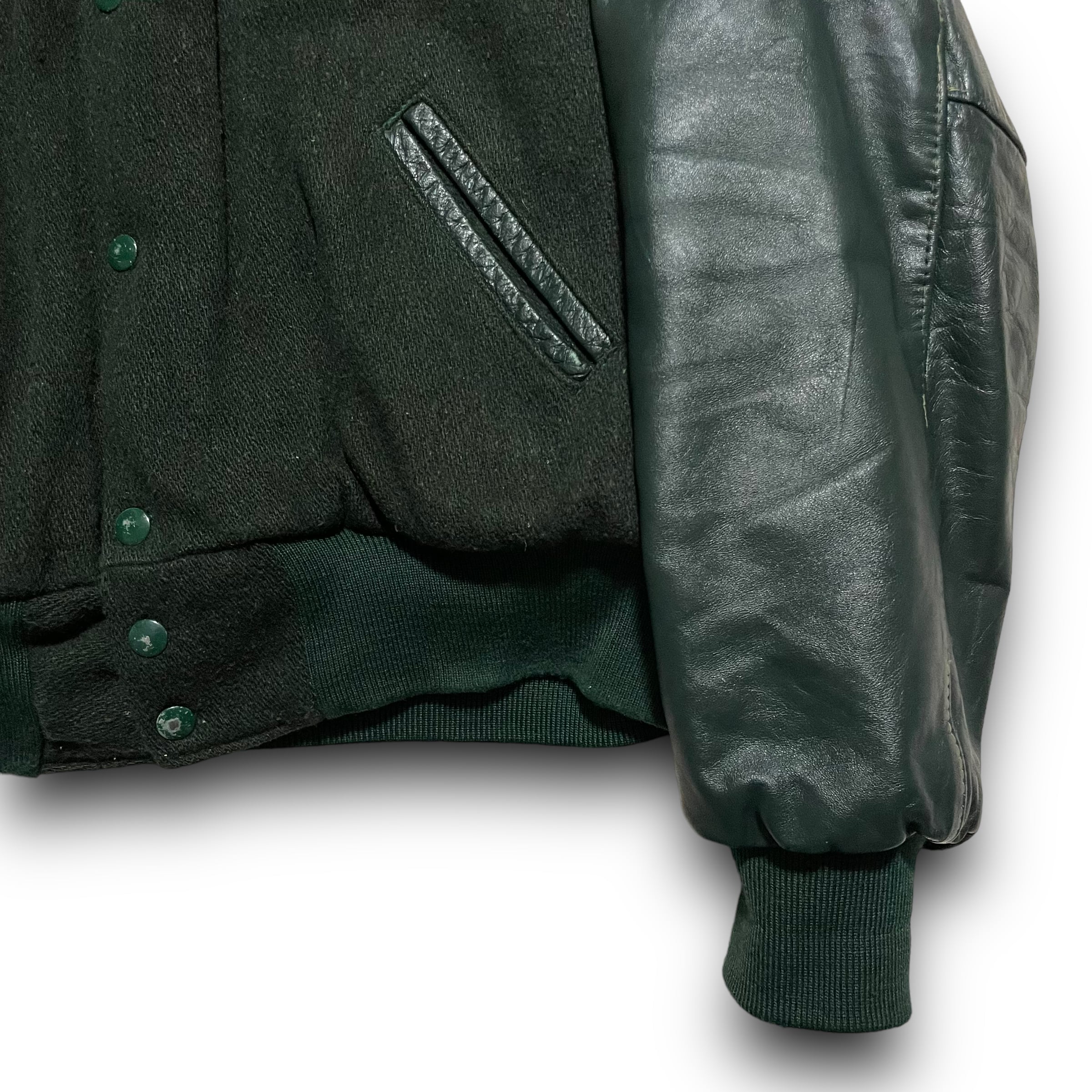 L】【90年代】USA製 HOLLOWAY ホロウェイ スタジャン 袖レザー | 古着