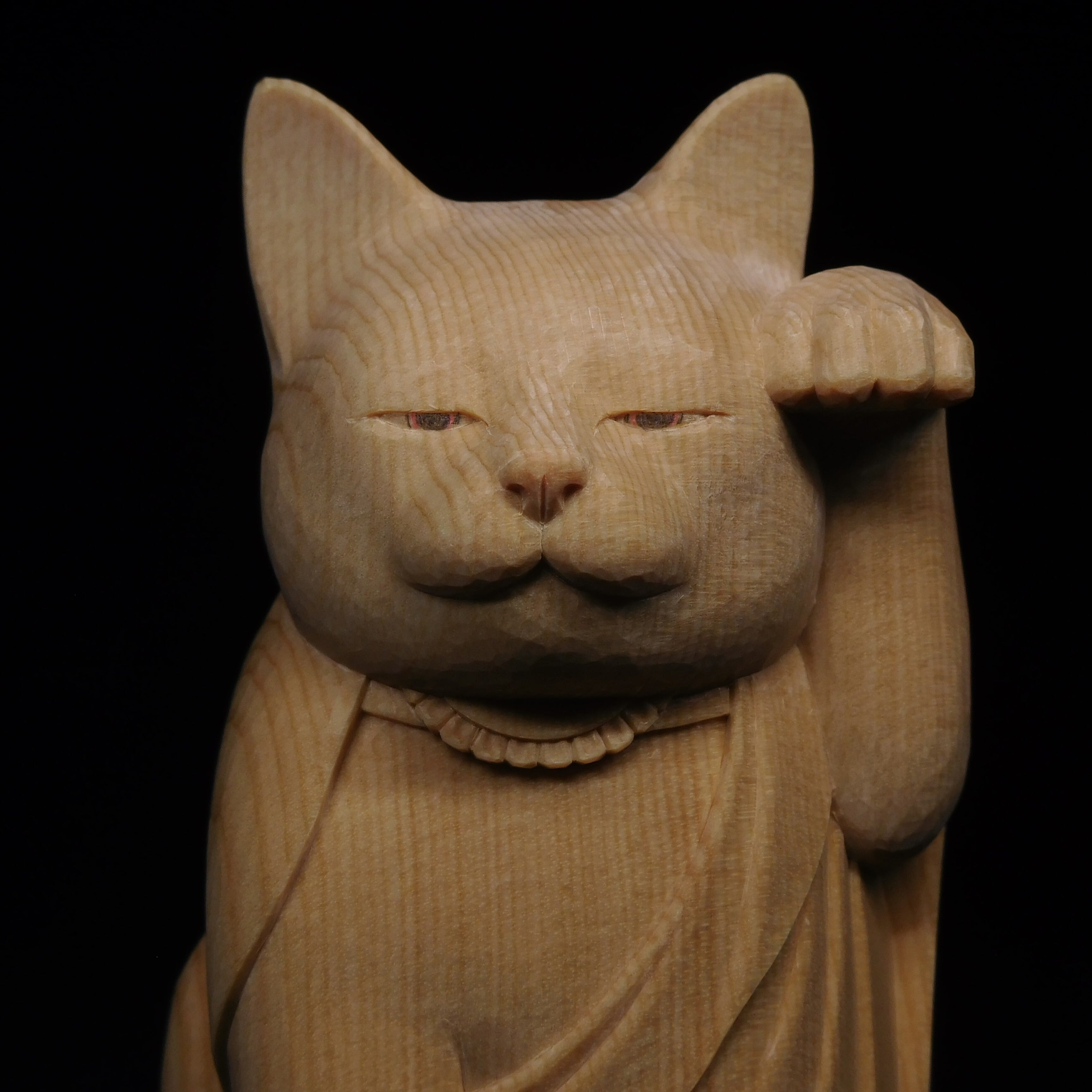 アンティーク 大型 木製 招き猫 木彫り 猫看板 縁起物 商売繁盛 骨董 猫