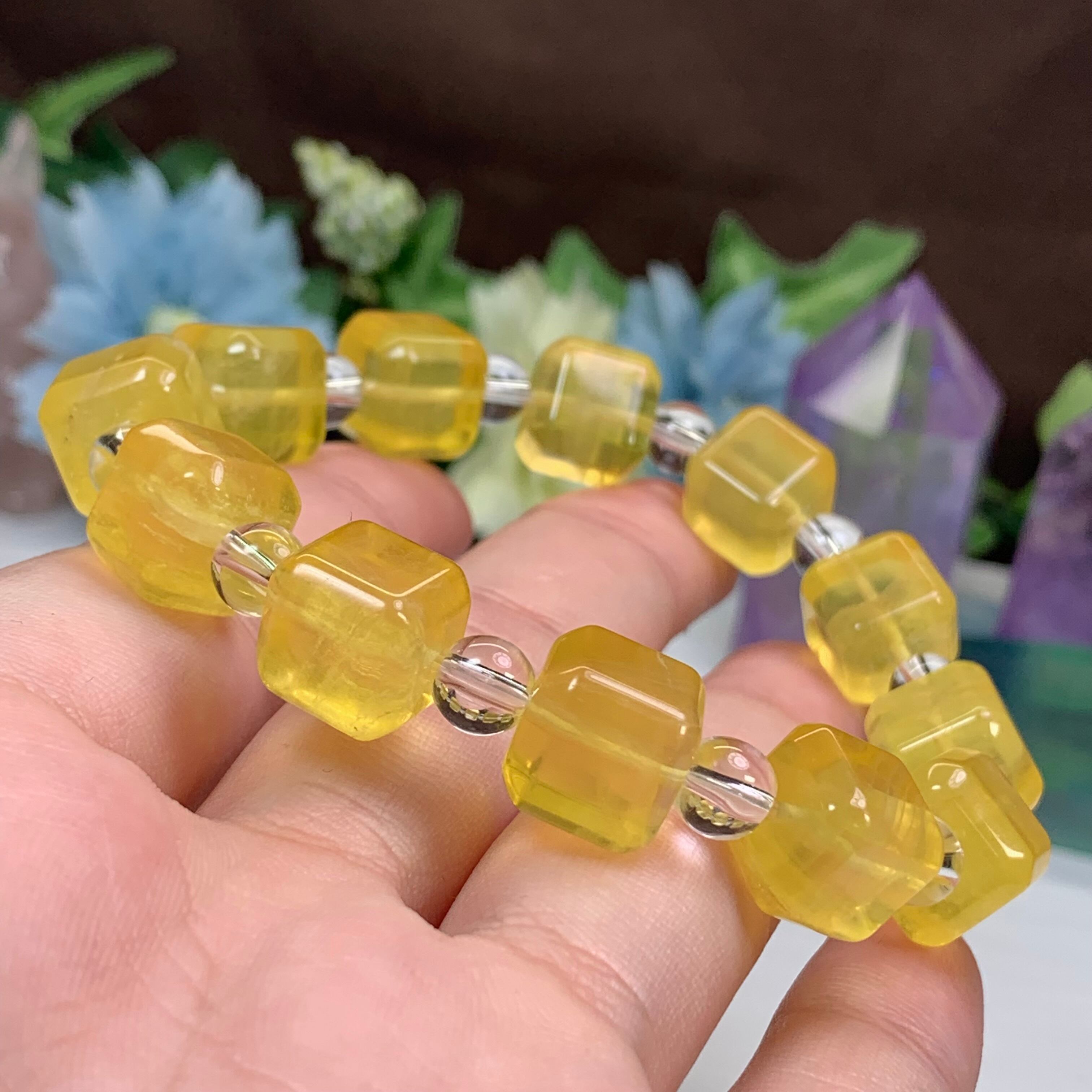 3.イエローフローライト☆キューブ ブレスレット | Naturaltreasure