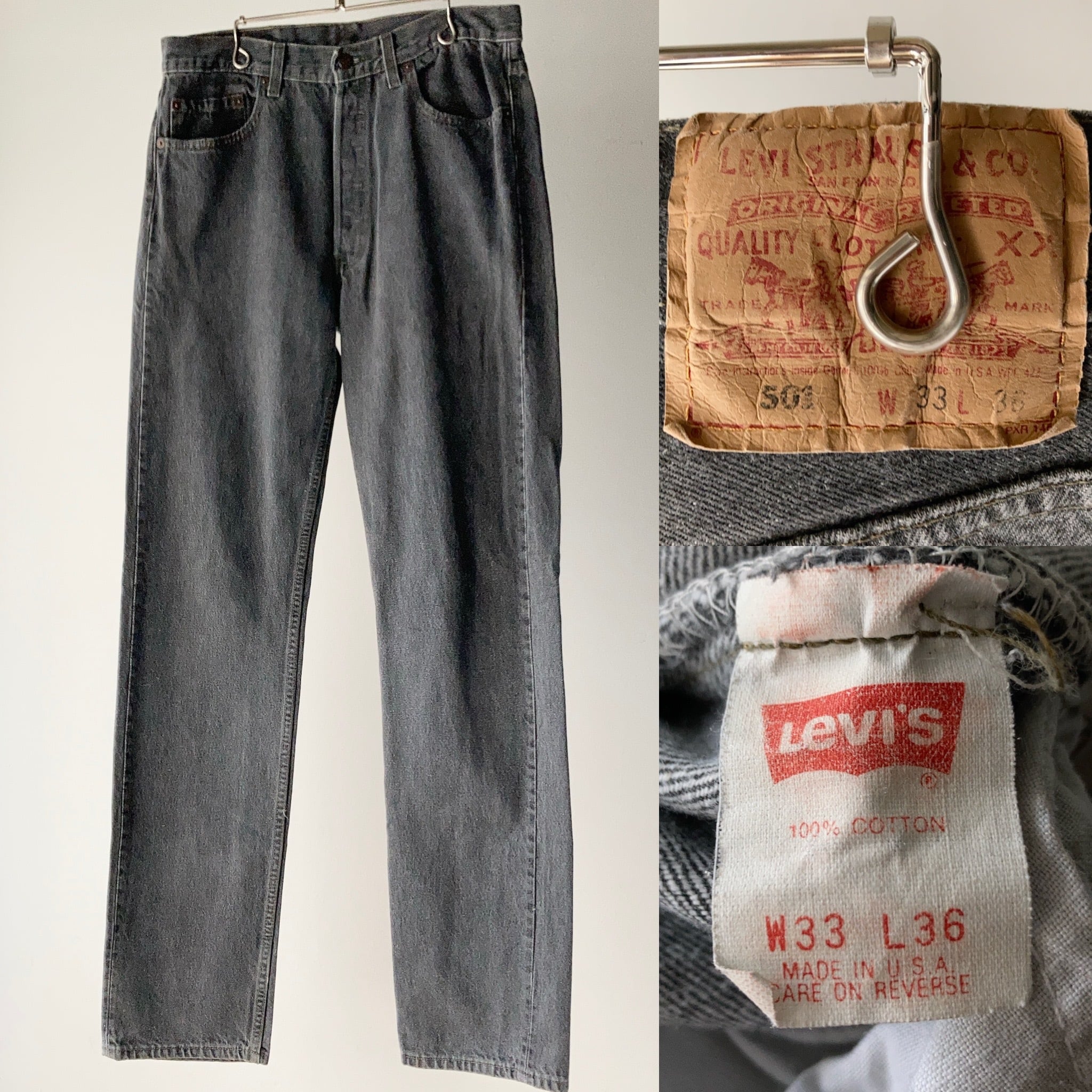 90's Levi's 501 先染めブラックデニムパンツ USA製 W33【0521A47