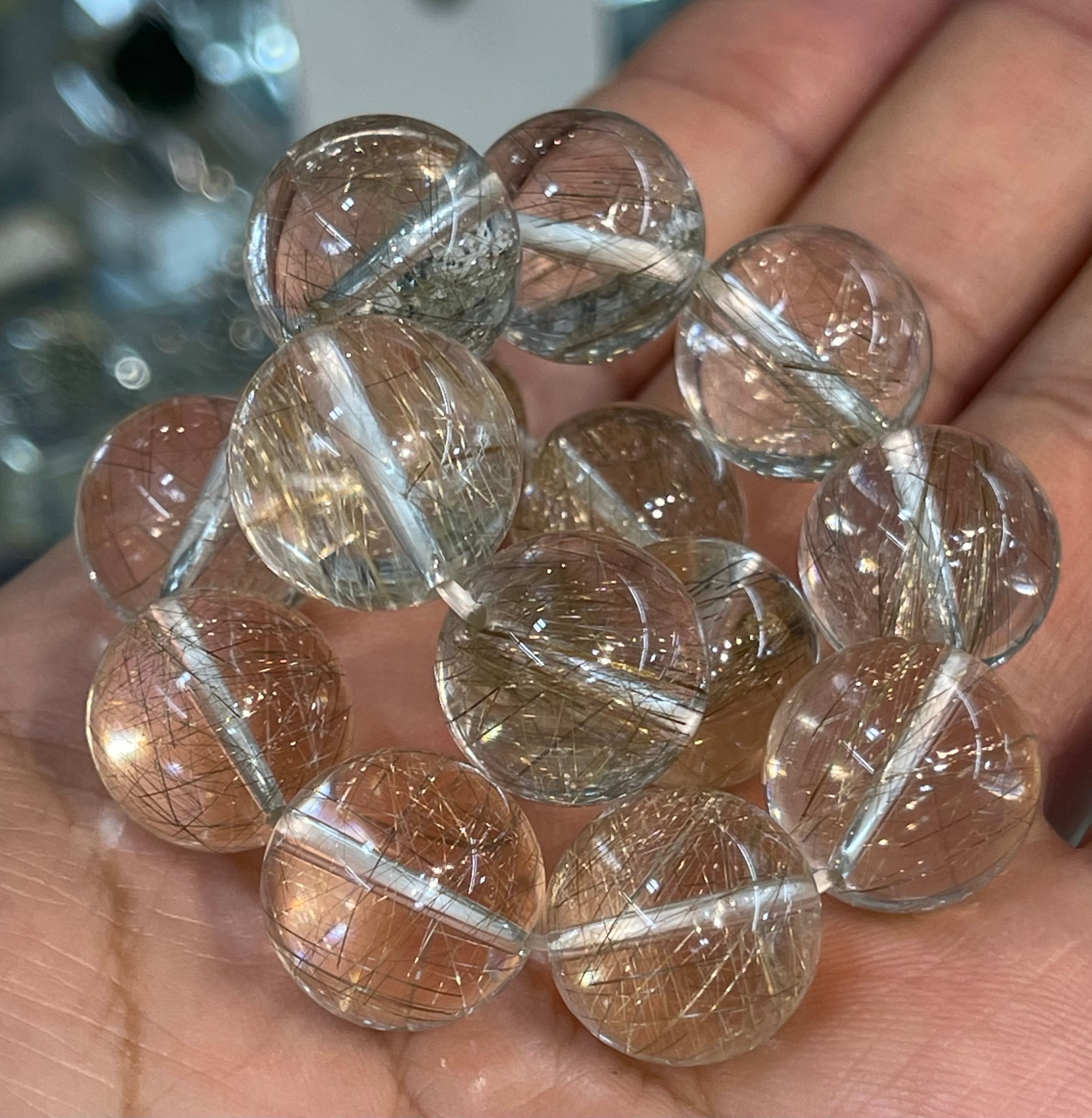 特選！最高グレード シルバールチルクォーツブレスレット15mm 大玉