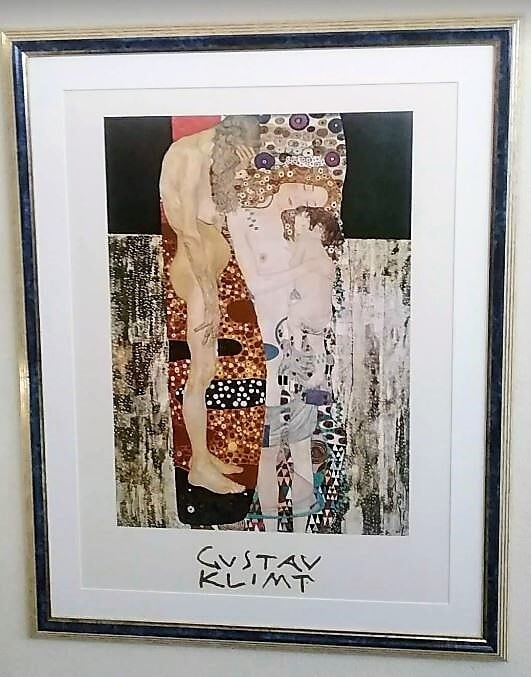 グスタフ・クリムト「母と子」ポスター額装品 額縁外寸72.5x91.5x2.5