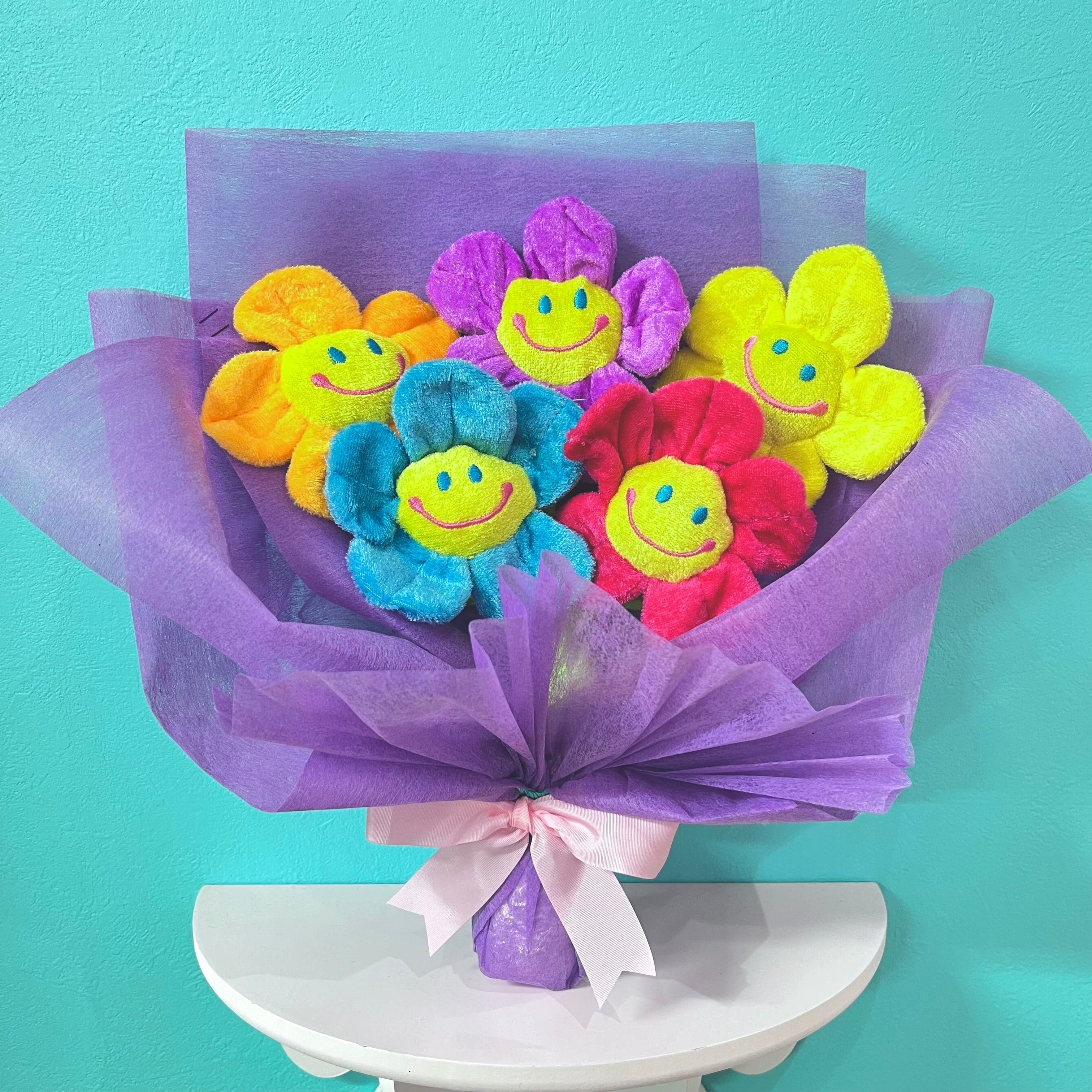 5本ブーケ_ぬいぐるみ花束_スマイルフラワー_人形花束 | ぬいぐるみ