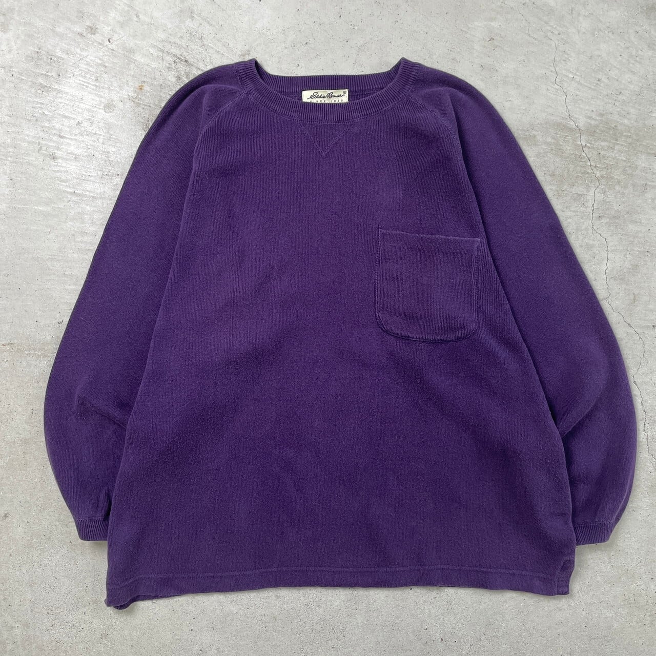 90年代 Eddie Bauer エディーバウアー コットンニットセーター 前V 胸