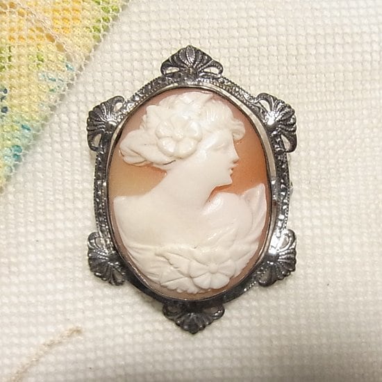 イニシャル P カメオ イタリア製 925 シルバー ブローチ イニシャル P