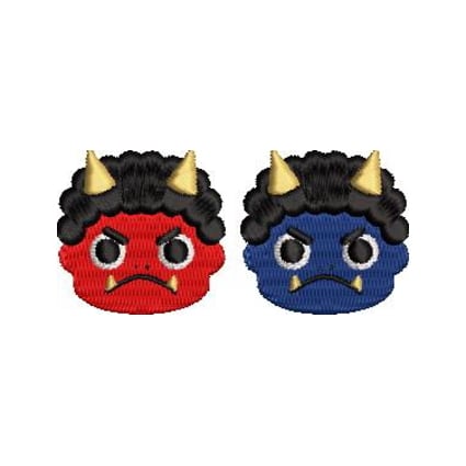 刺繍データ】節分 赤鬼と青鬼 並び ※ジャノメ専用 | studio yossy