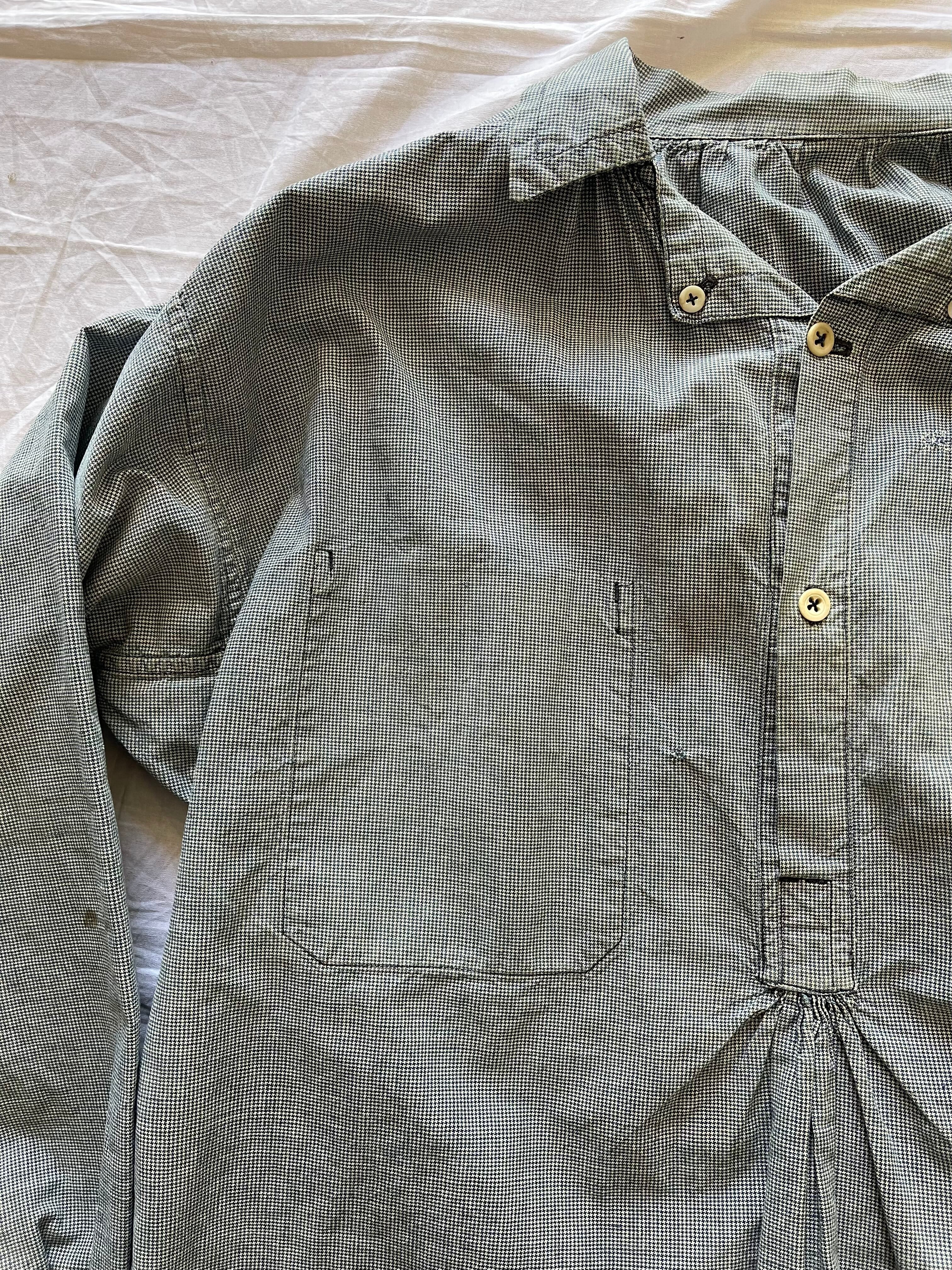 1930s French Vintage indigo houndstooth butcher smock | Le Coeur