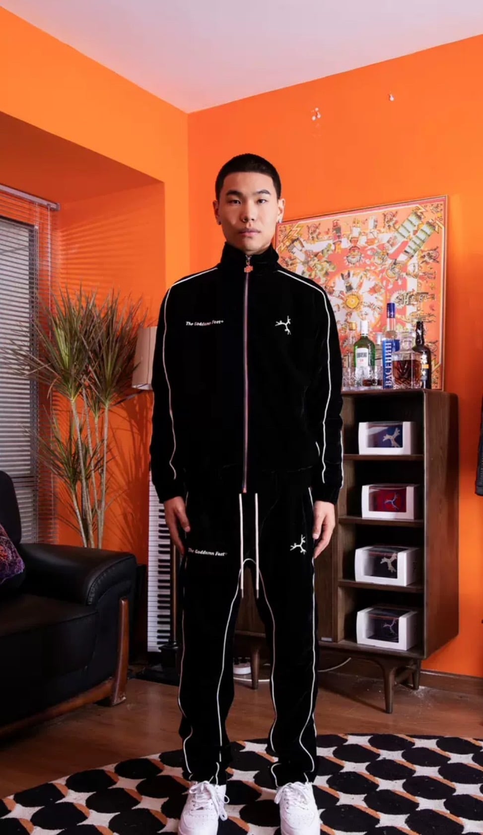 リッチベルベット ラインジップジャケット【Black】(gr46) | groovy.japan