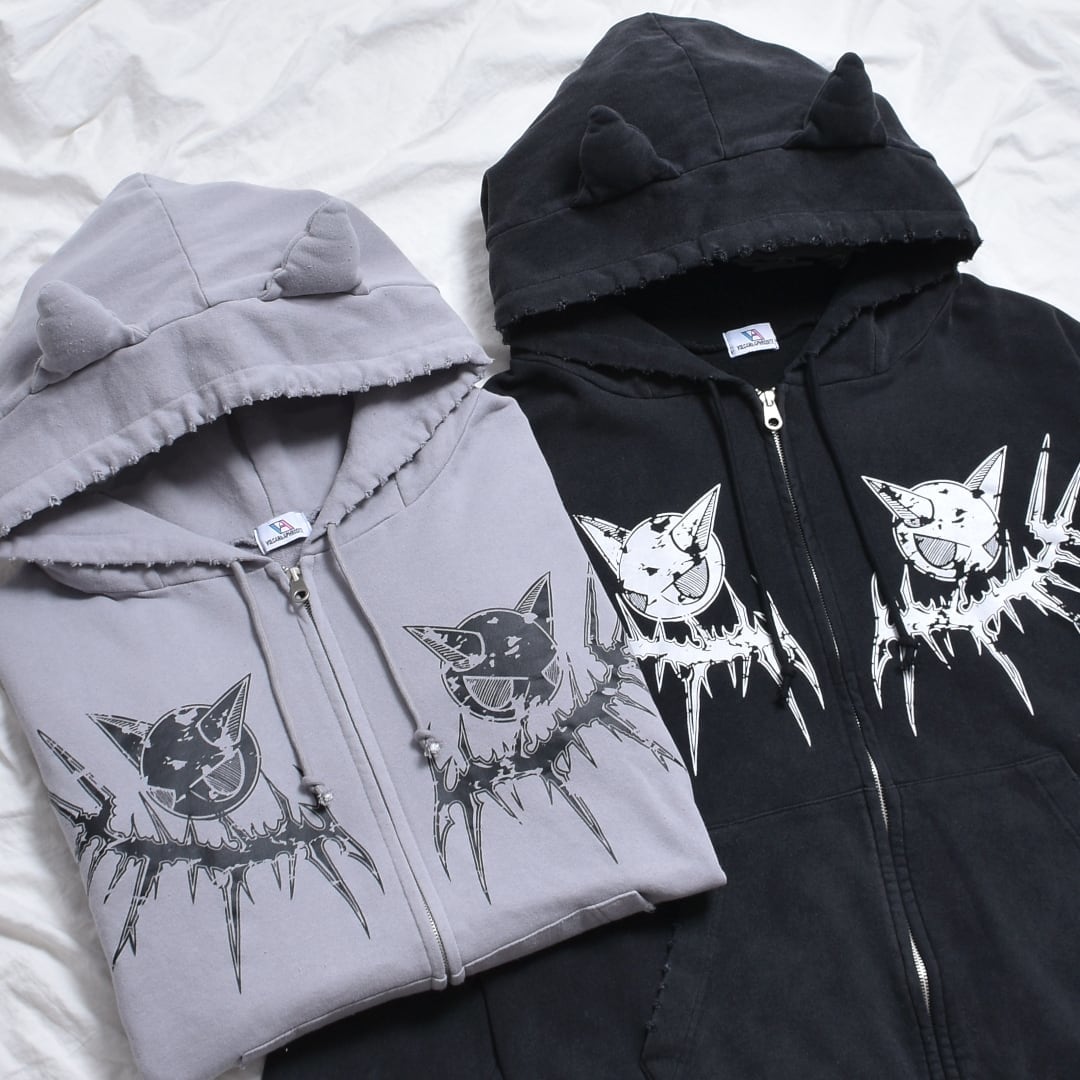 渋谷店で人気！】ネコ耳スパイクGIRL ピグメントZIPパーカー