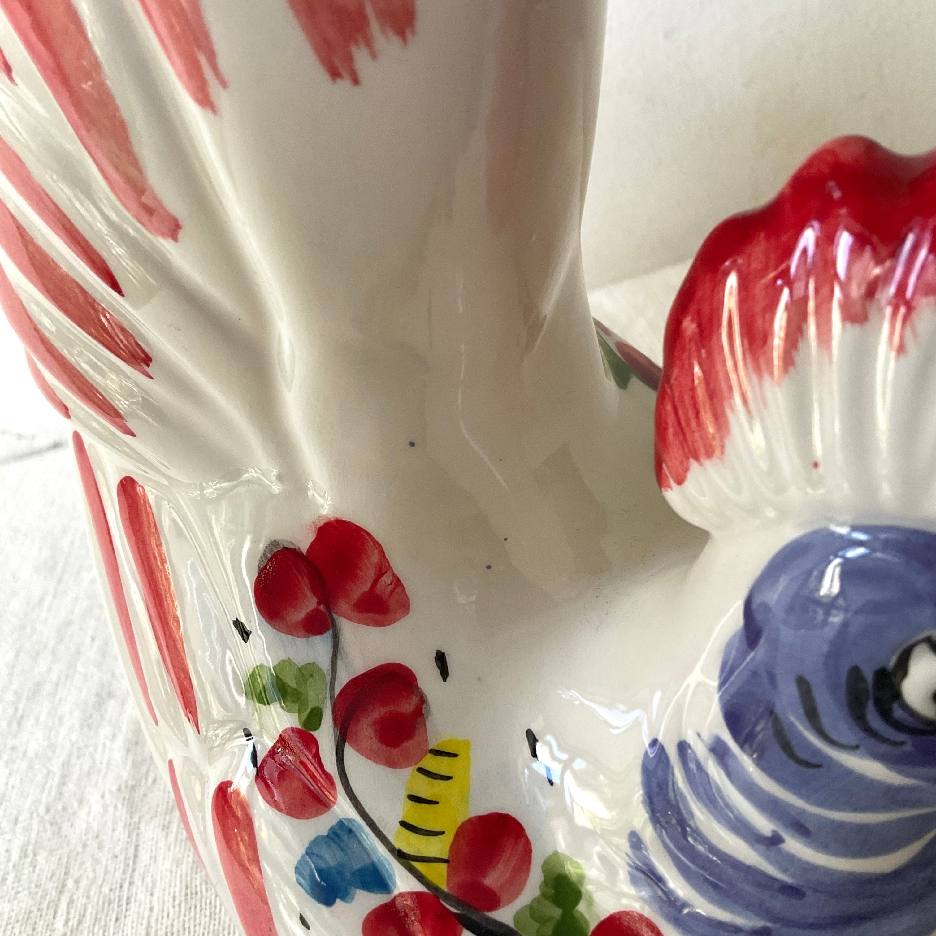 一部欠け有【イタリア陶器】にわとり花瓶（赤色） | 照明＆エシカル