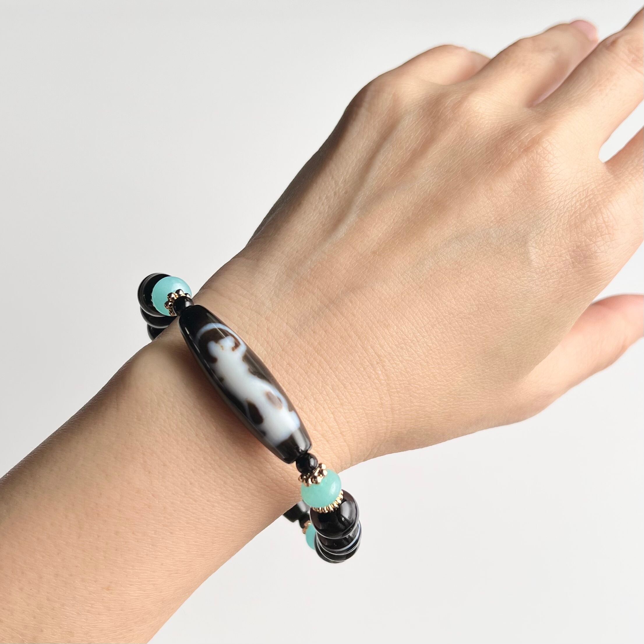 弁財天天珠 白蛇天珠 瑪瑙 天然石 ブレスレット | ほしブレス